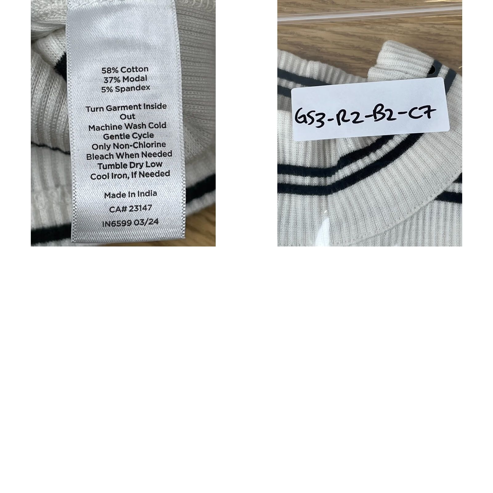Talbots Talbots Petite Top Womens MP White Black Stripe Ribbed Mock Neck Long Sleeve Size M / US 6-8 / IT 42-44 - 8 Thumbnail