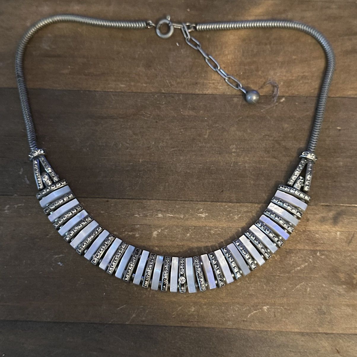 Vintage Vintage mother of pearl and rhinestone collar necklace Size ONE SIZE - 6 Thumbnail