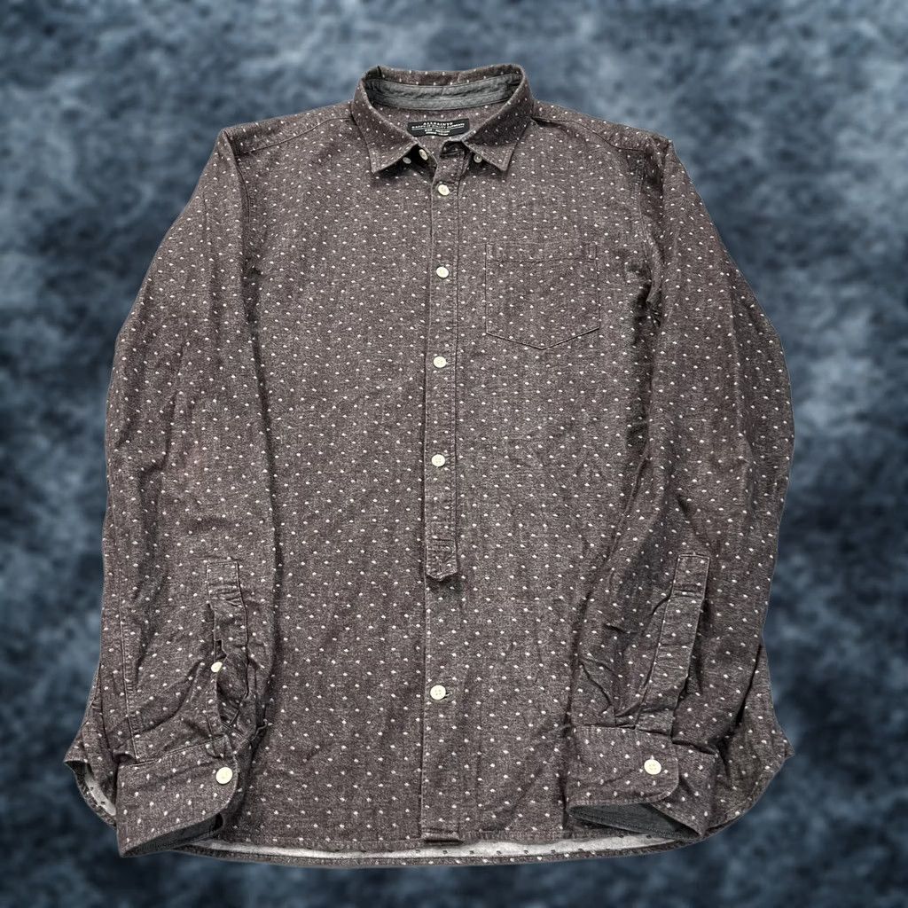 Allsaints AllSaints Shirt Mens Medium Brown Polka Danko Flannel Long Sleeve Button Casual Size US M / EU 48-50 / 2 - 1 Thumbnail