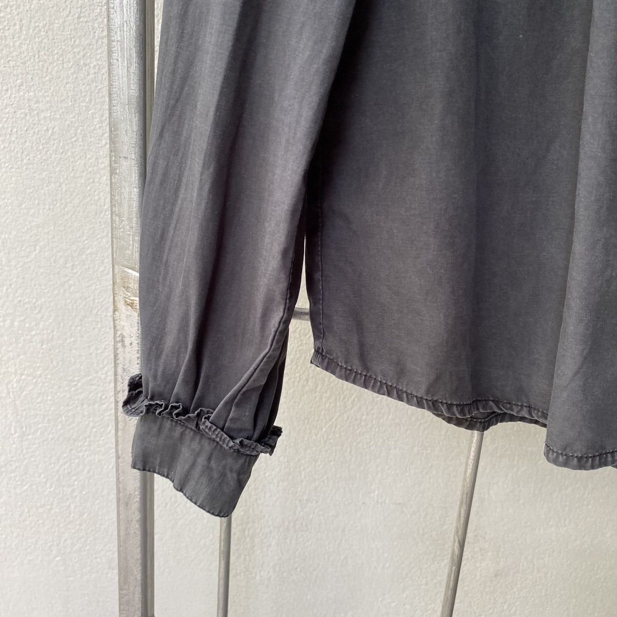 Japanese Brand LA MARINE FRANÇAISE Black Ruffle Collar Puff Shoulder Shirt Size M / US 6-8 / IT 42-44 - 3 Thumbnail