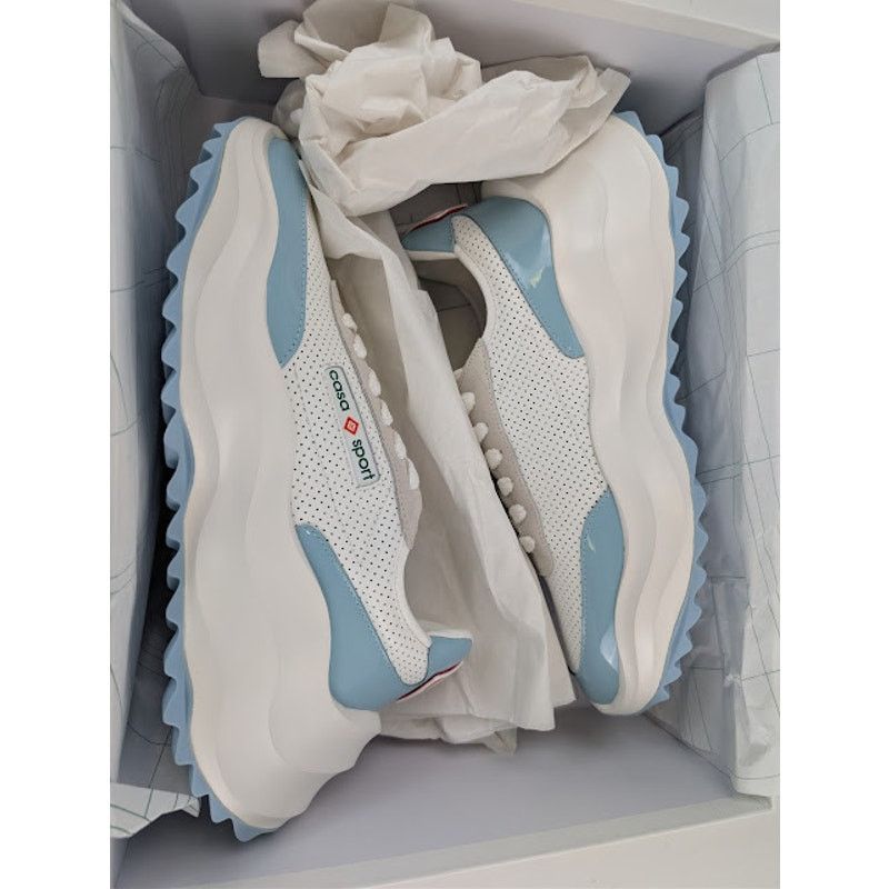 Casablanca o1rshd1 Leather Atlantis Sneaker in White / Light Blue Size US 9 / EU 42 - 17 Thumbnail