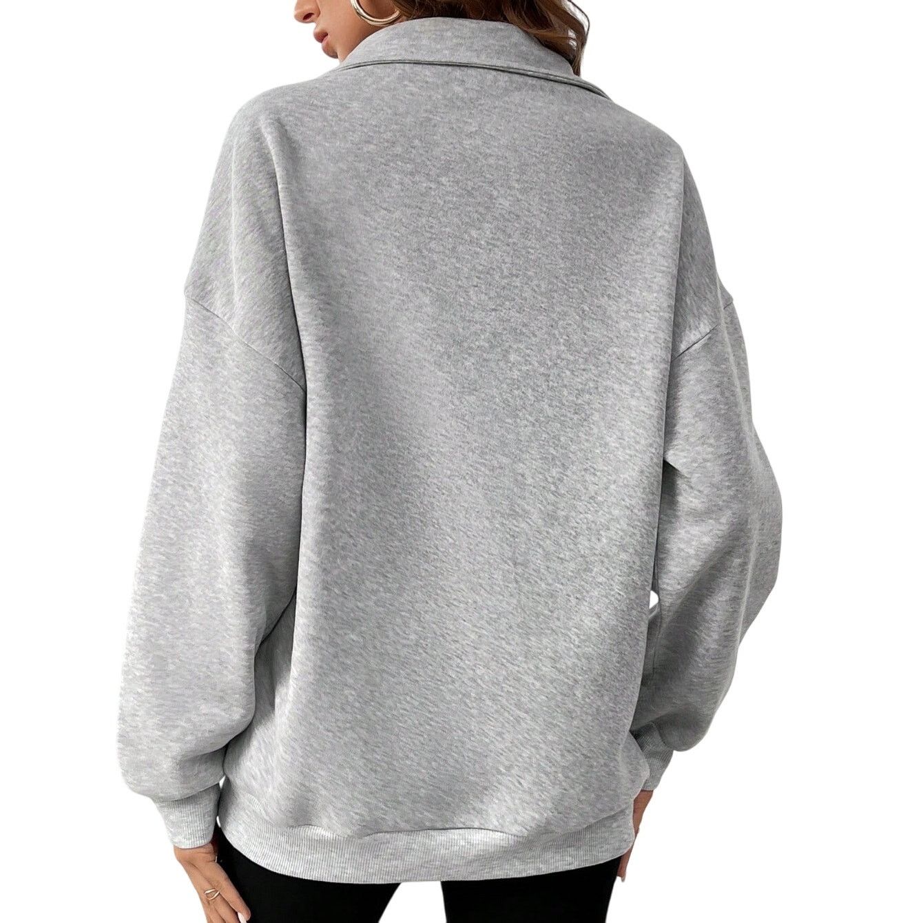 Shein Half-Zipper Drop Shoulder Sweatshirt in Gray, Size M Size M / US 6-8 / IT 42-44 - 2 Thumbnail