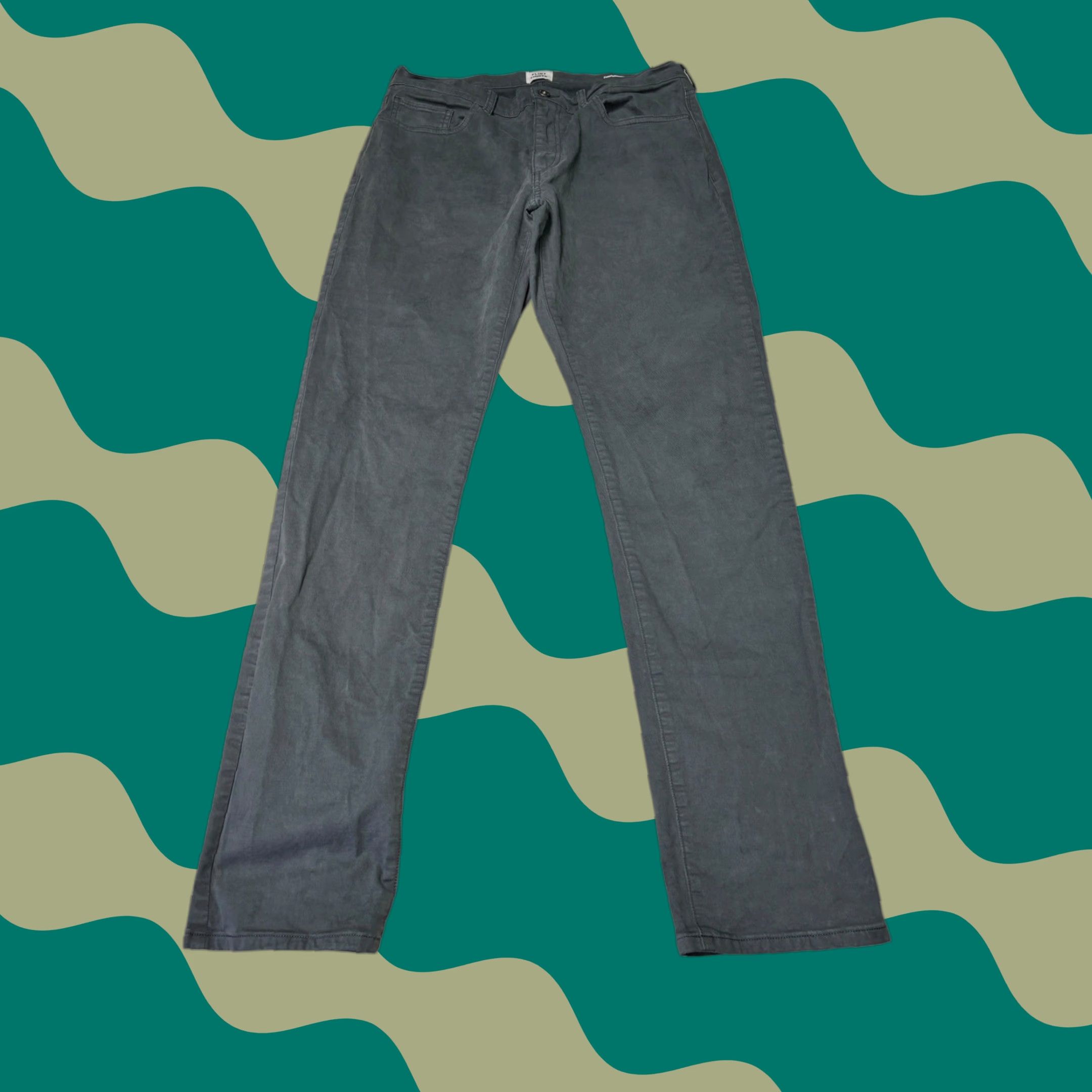 Flint And Tinder Flint and Tinder Slim Chino Pants 34x34 Slate Grey Cotton Blend Canvas 5-Pocket Casual Workwear Mens Size US 34 / EU 50 - 1 Thumbnail