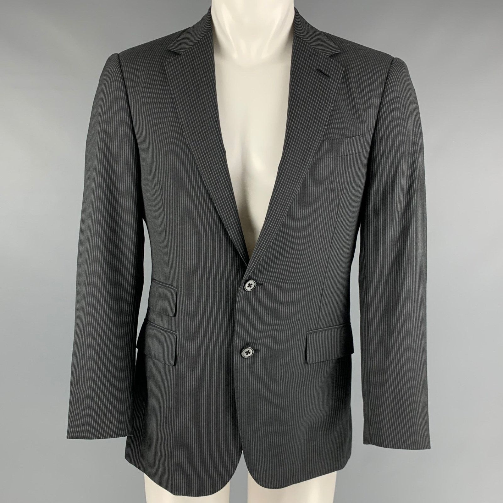 Ralph Lauren RALPH LAUREN Black Grey Pinstripe Wool Single Breasted Sport Size 38R - 1 Thumbnail