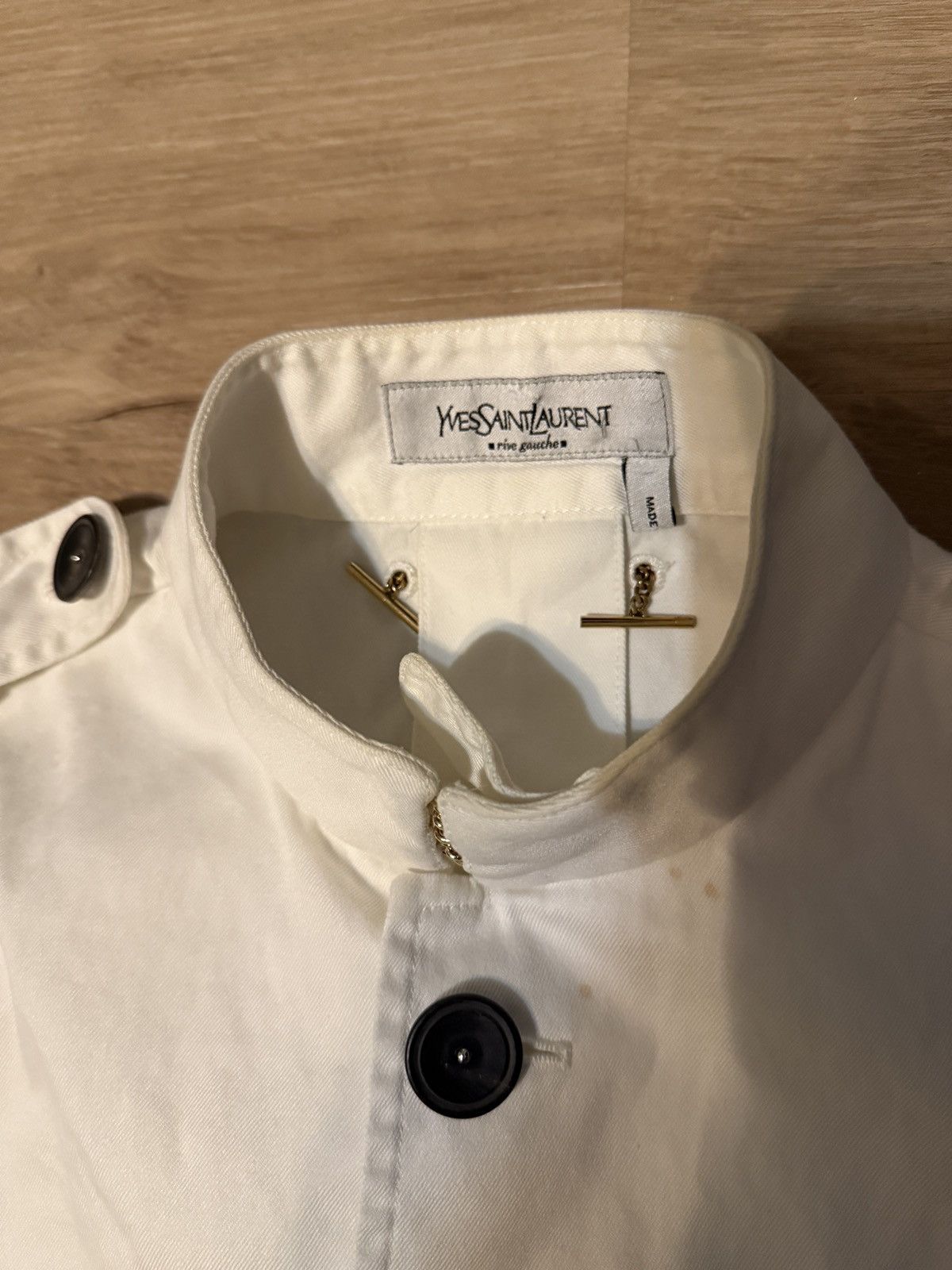 Yves Saint Laurent Yves Saint Laurent Rive Gauche White Button Up Jean Jacket Size US XXS / EU 40 - 7 Thumbnail