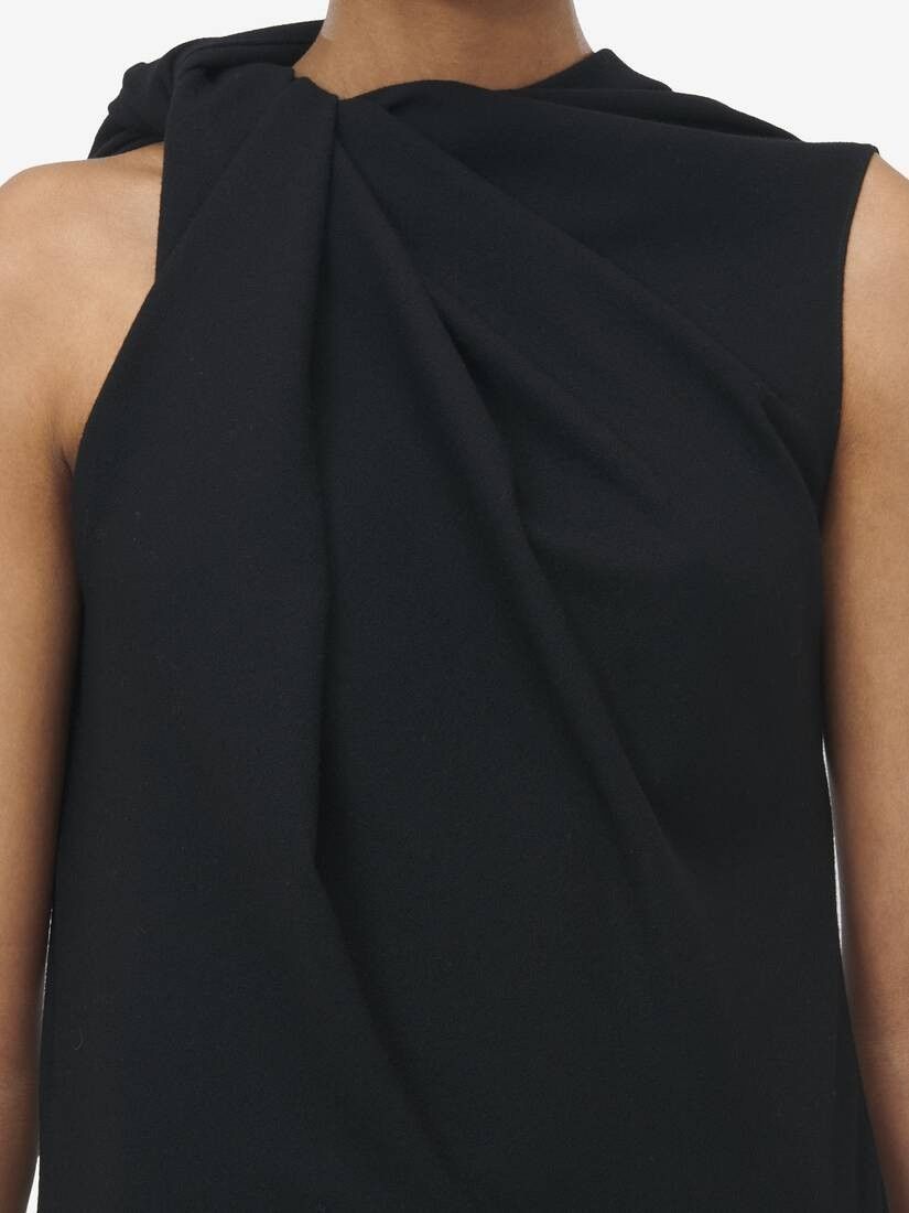 Alexander McQueen o1srvl11e0226 Knot Detail Mini Dress In Black Size L / US 10 / IT 46 - 5 Thumbnail