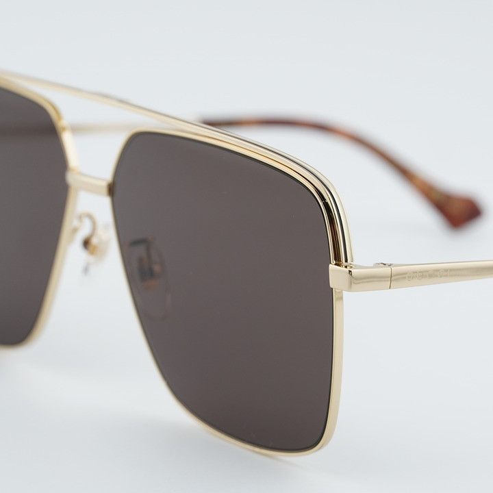 Gucci Gucci GG1099SA 003 Sunglasses Gold Aviator Frame, Brown Size ONE SIZE - 9 Thumbnail