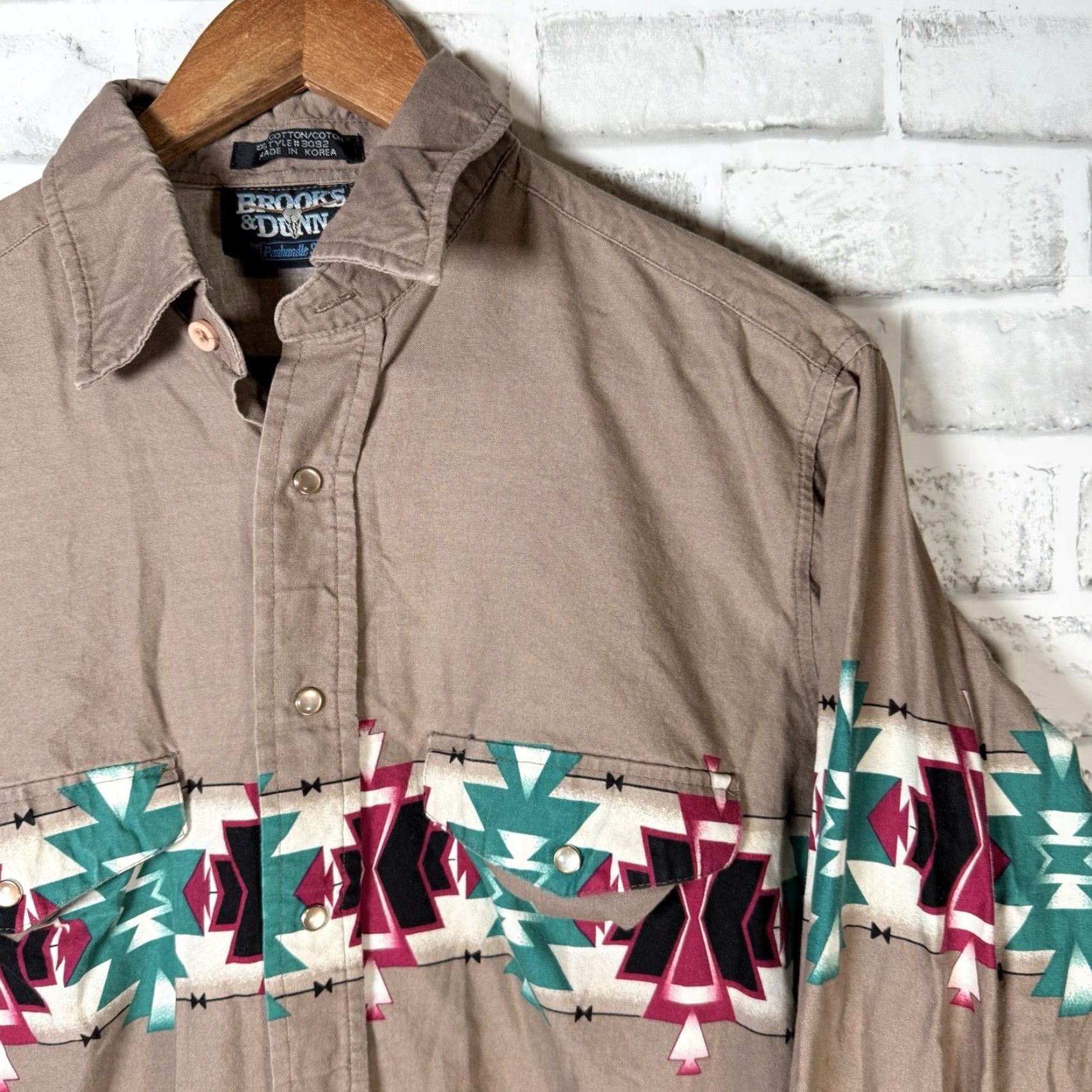 Brooks VINTAGE Brooks & Dunn Shirt Western Long Sleeve Brown Snap Button-Down M Mens Size US M / EU 48-50 / 2 - 2 Thumbnail