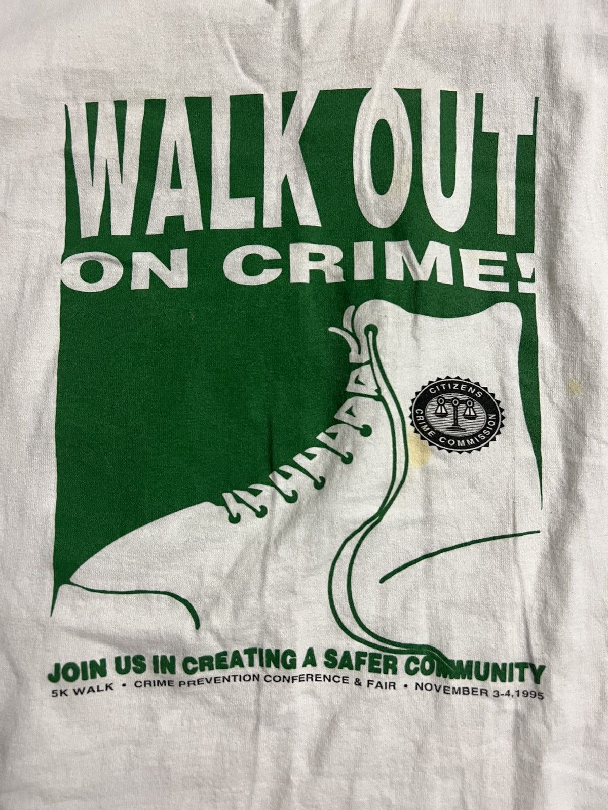 Fruit Of The Loom × Vintage Vintage 90s Single Stitch Walk Out On Crime tee Size US XXL / EU 58 / 5 - 2 Thumbnail
