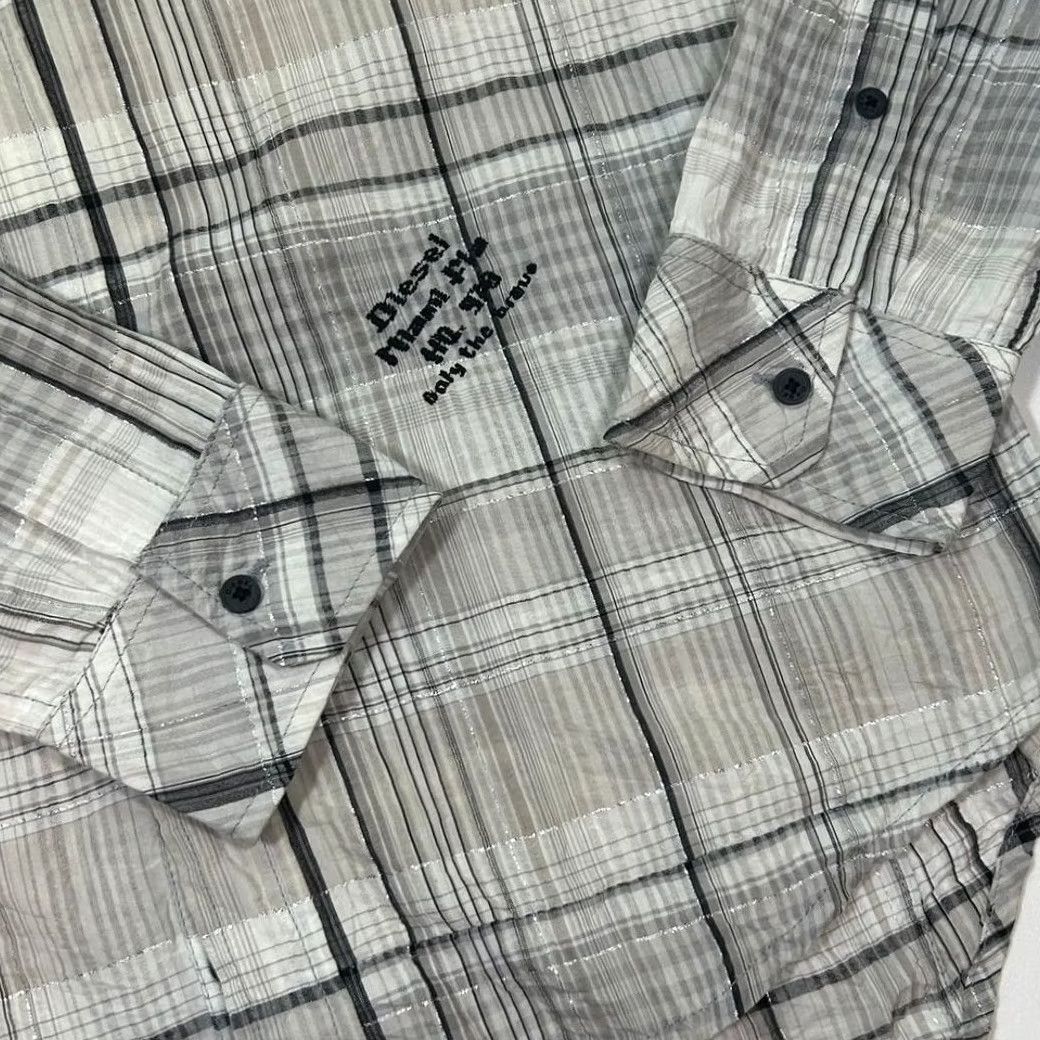 Diesel Diesel Womens Medium Gray Slim Fit Plaid Button Down Shirt Size M / US 6-8 / IT 42-44 - 4 Thumbnail