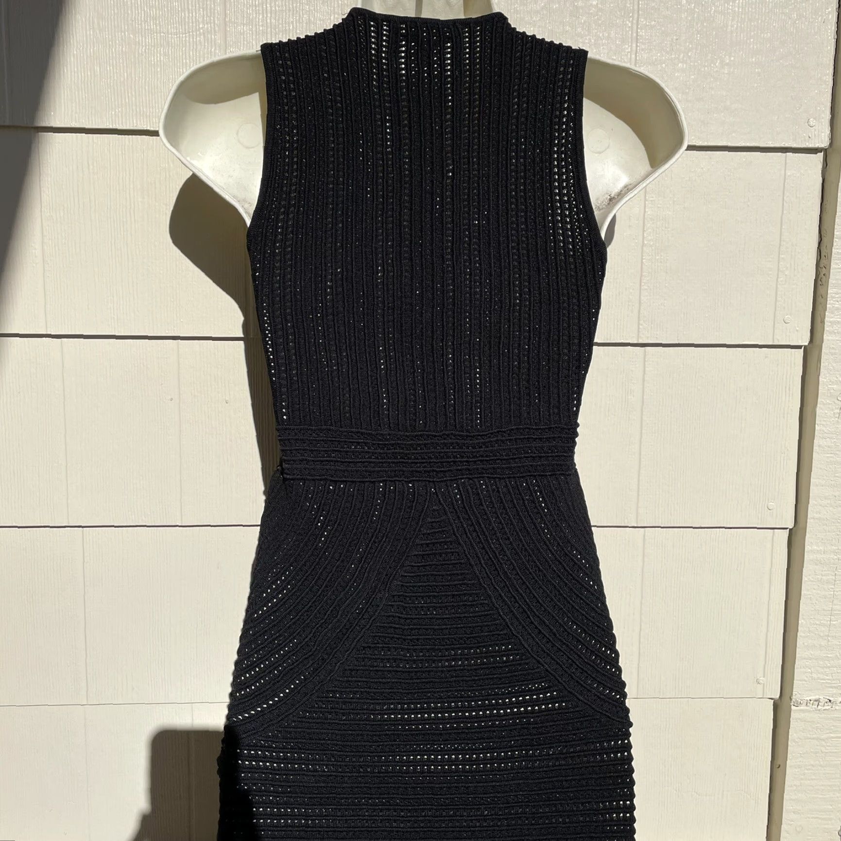 Ronny Kobo Ronny Kobo Jodi Pointelle Sleeveless Mini Cocktail Dress Black S Women's Dress Short V-Neck, Bodycon, Party/Cocktail, Solid, Knit, Dry Clean Only Size S / US 4 / IT 40 - 7 Thumbnail