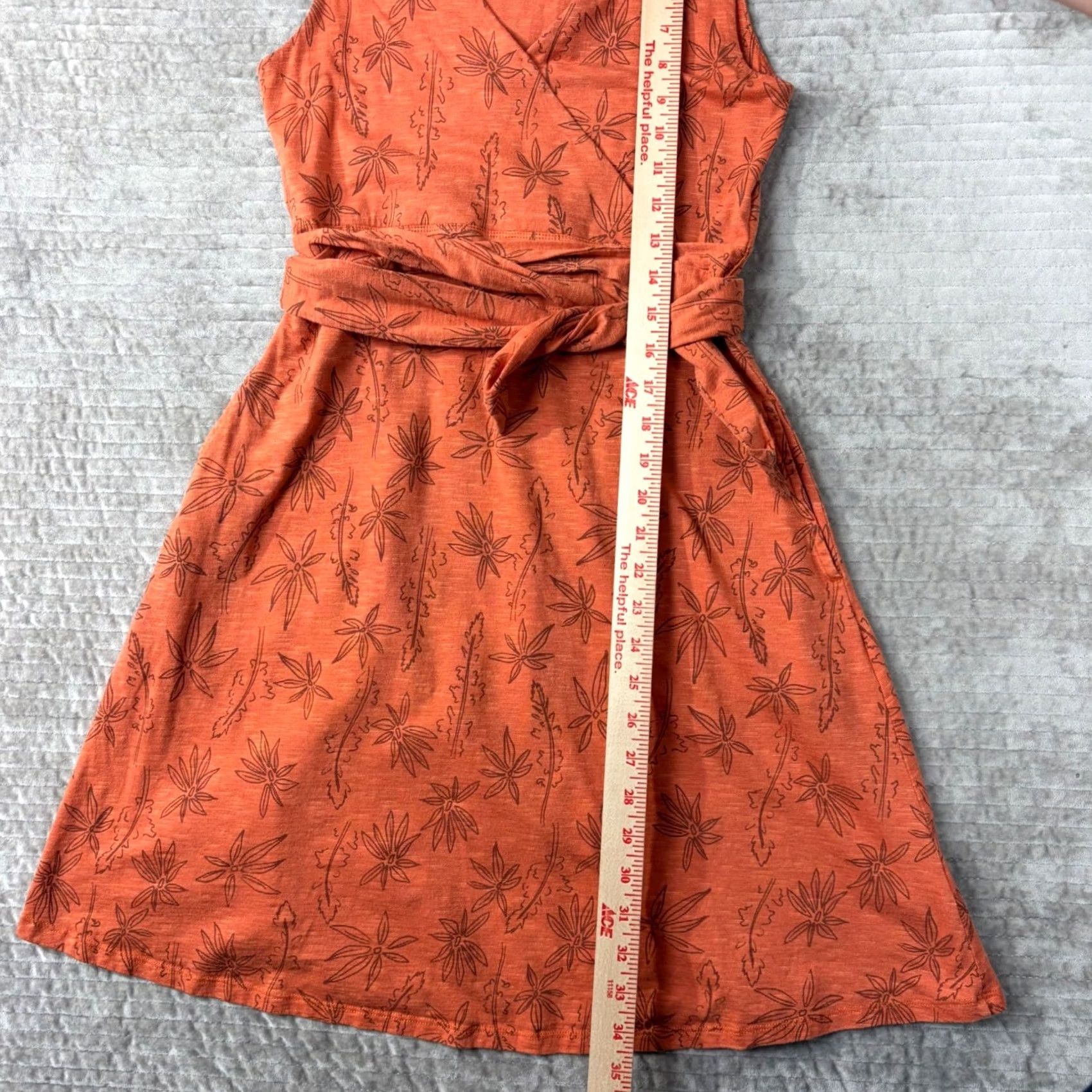 Toad&Co Toad&Co Womens Cue Sleeveless Dress Orange Floral Print Tie Waist S T1772801 Dress Size S / US 4 / IT 40 - 6 Thumbnail