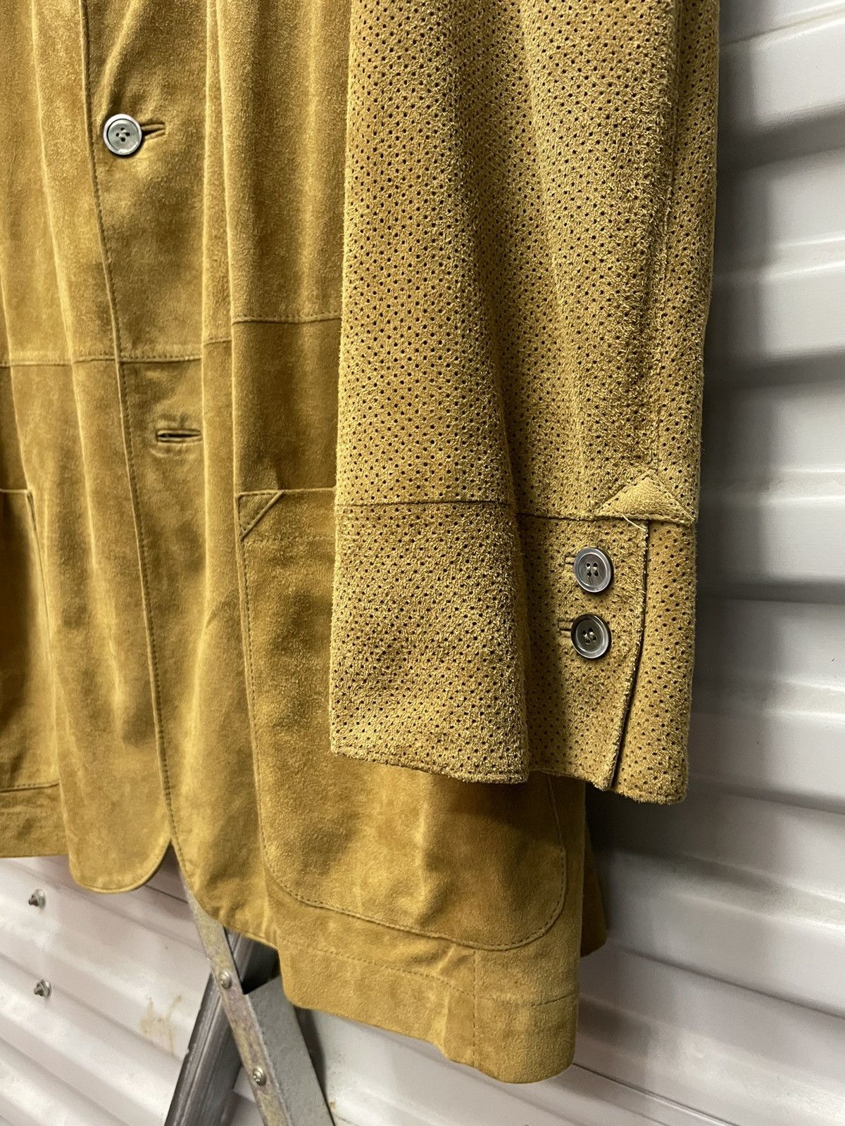 Cifonelli Suede Blazer Jacket Perforated Sleeves Made in Italy Size US XL / EU 56 / 4 - 7 Thumbnail