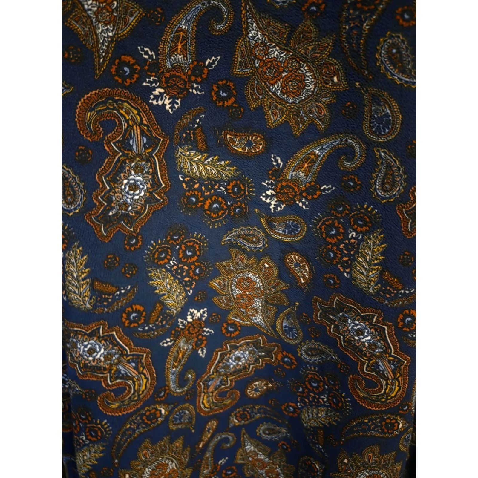 Vintage No Comment Blue Paisley Print Bell Sleeve Top 3X Plus Womens Size XXL / US 16-18 / IT 52-54 - 3 Thumbnail