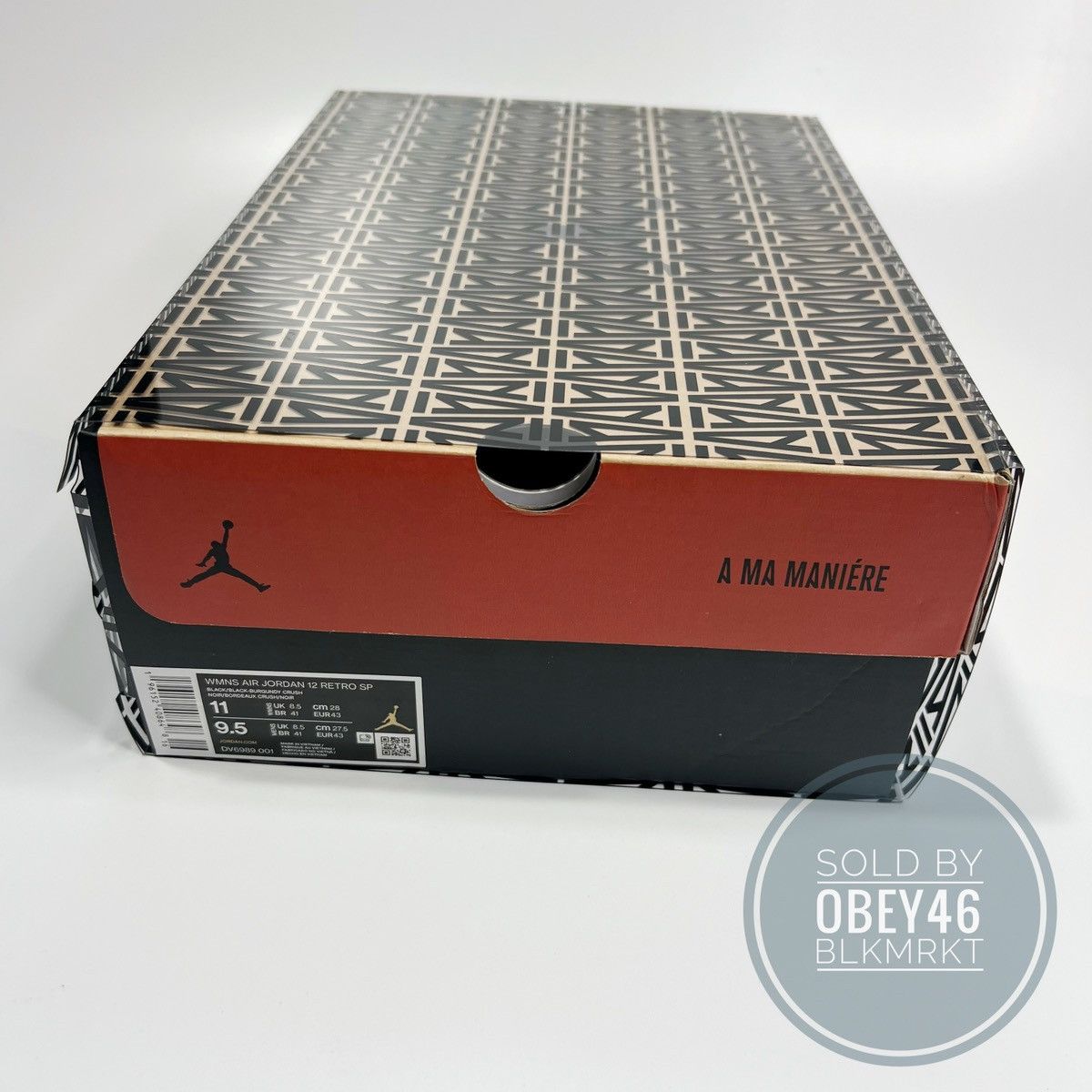 A Ma Maniere × Jordan Brand A Ma Maniere Air Jordan 12 Black Size 9.5M 11 W Size US 9.5 / EU 42-43 - 2 Thumbnail