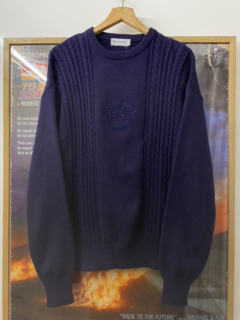 Burberry 90s Burberry Regd. Equestrain Crest Cable Knit Jumper Size US M / EU 48-50 / 2 - 6 Thumbnail
