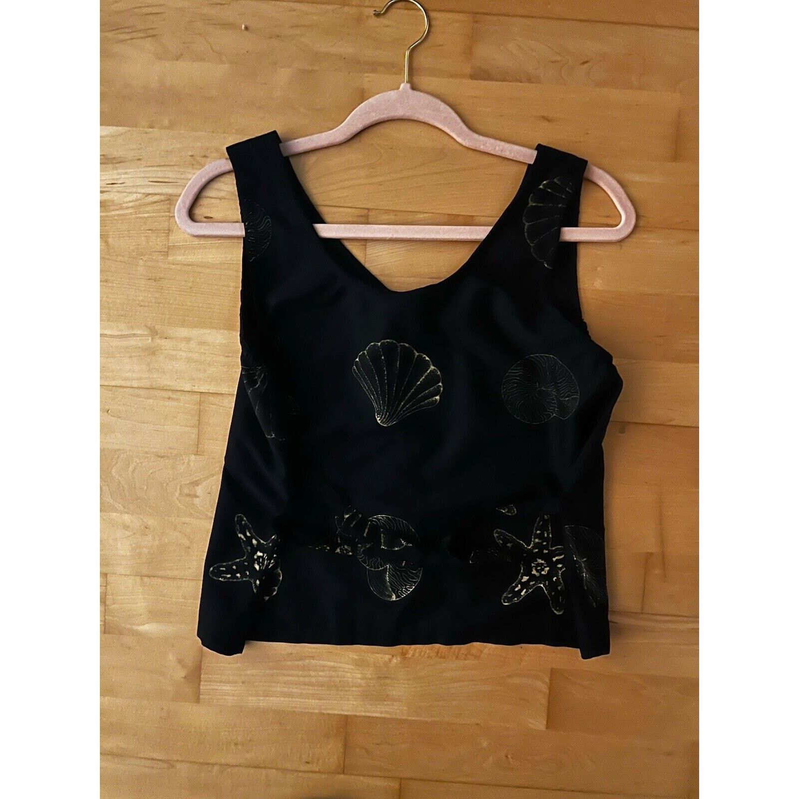 Vintage VTG Black Gold Shell Print Button Tank M Size M / US 6-8 / IT 42-44 - 4 Thumbnail