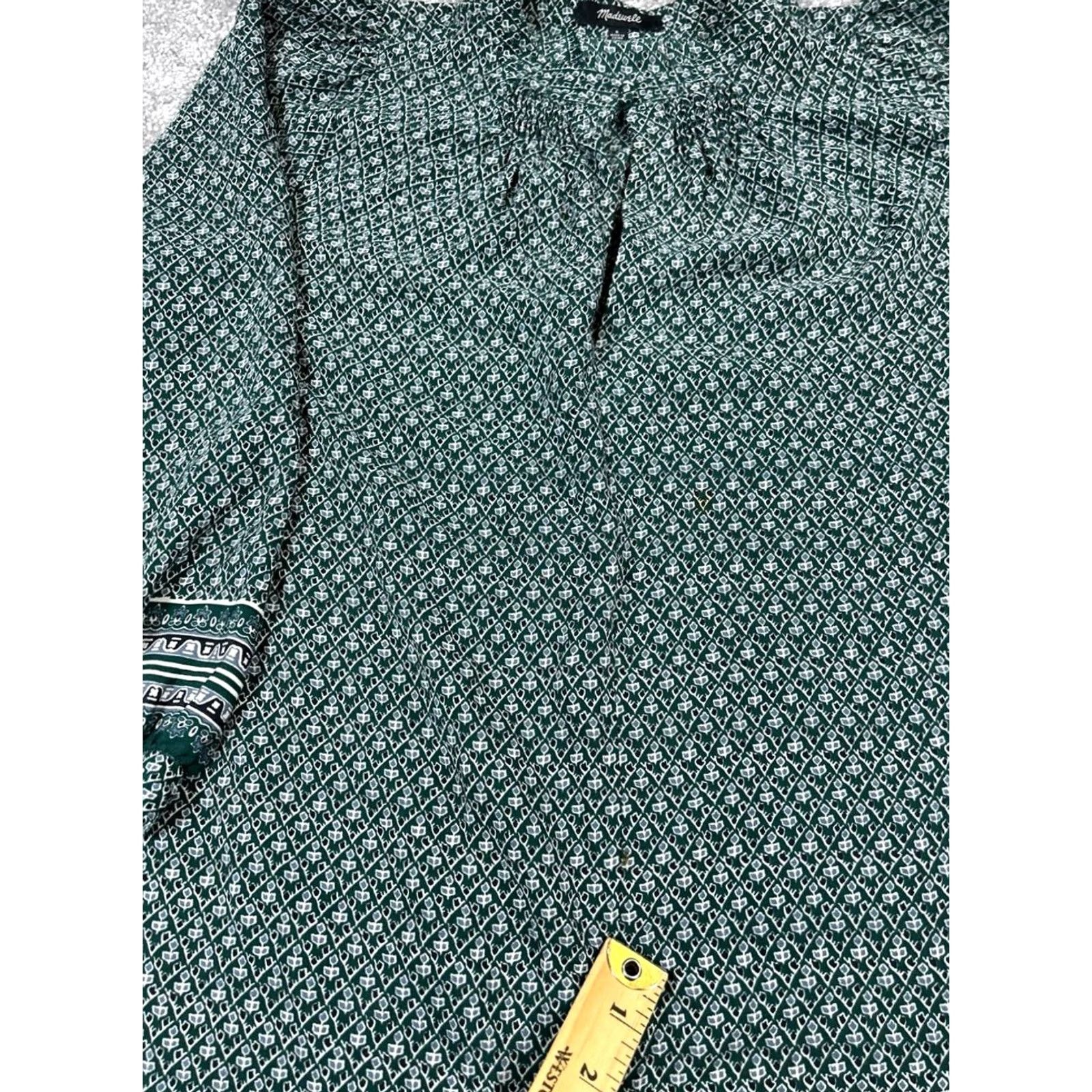 Madewell Madewell Shirt Womens Small Green Gray Silk Blouse Size S / US 4 / IT 40 - 5 Thumbnail