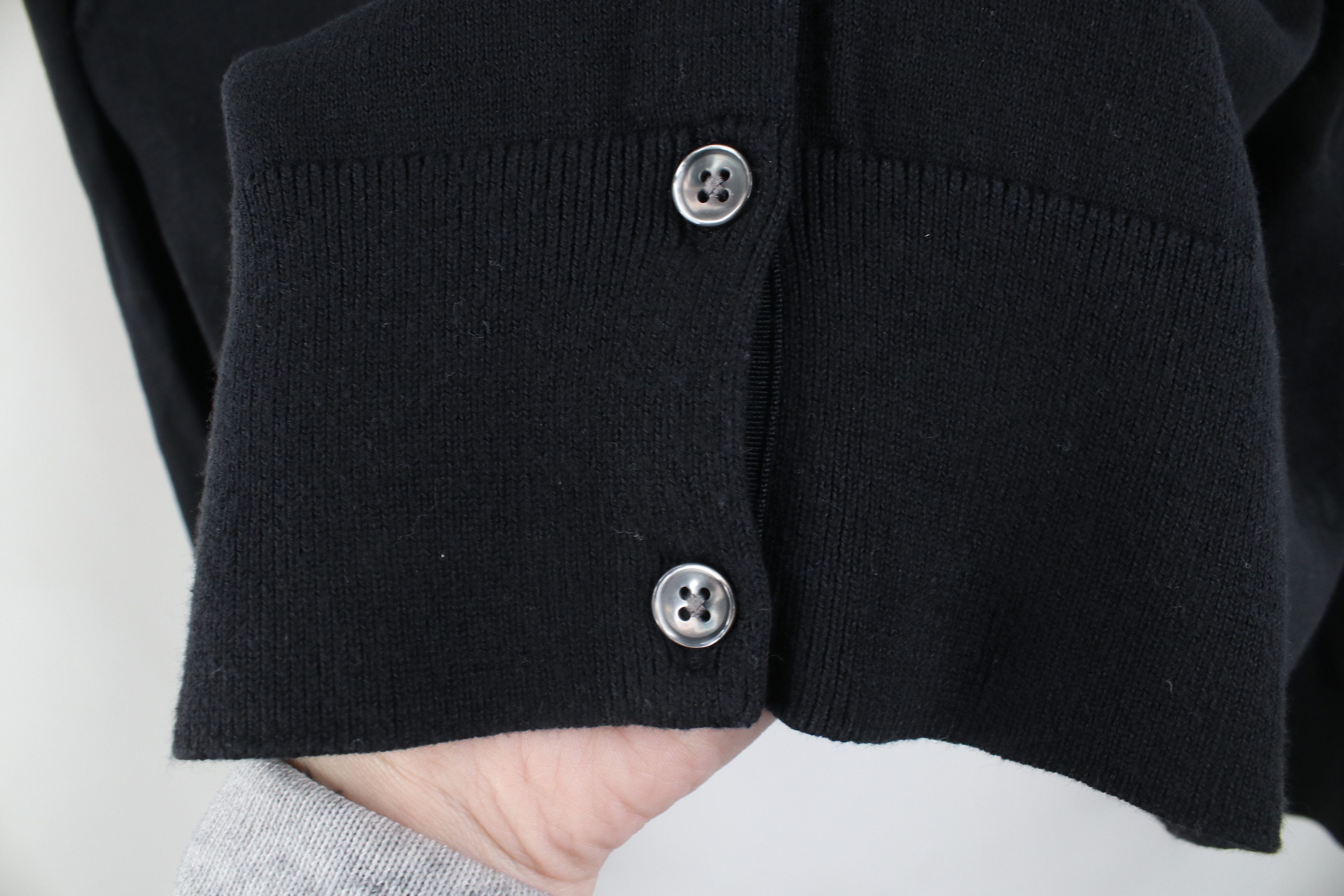 Lands' End Y2K Lands End Supima Cotton Knit Fox Cardigan Sweater Black Size L / US 10 / IT 46 - 6 Thumbnail