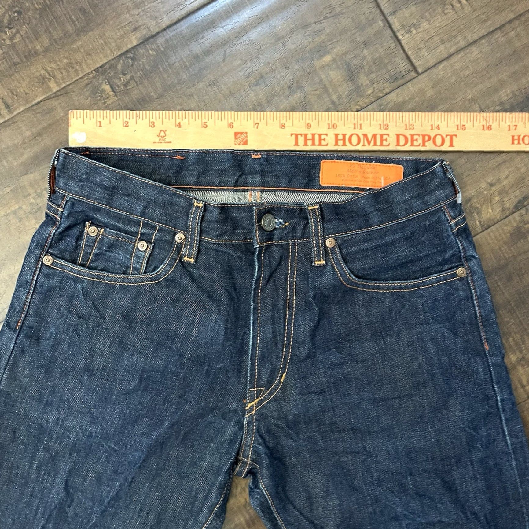 Jean Shop VINTAGE Jean Shop Selvage Jeans Men 29x29 Straight Fit Denim USA Made Dark Blue Size US 29 - 5 Thumbnail
