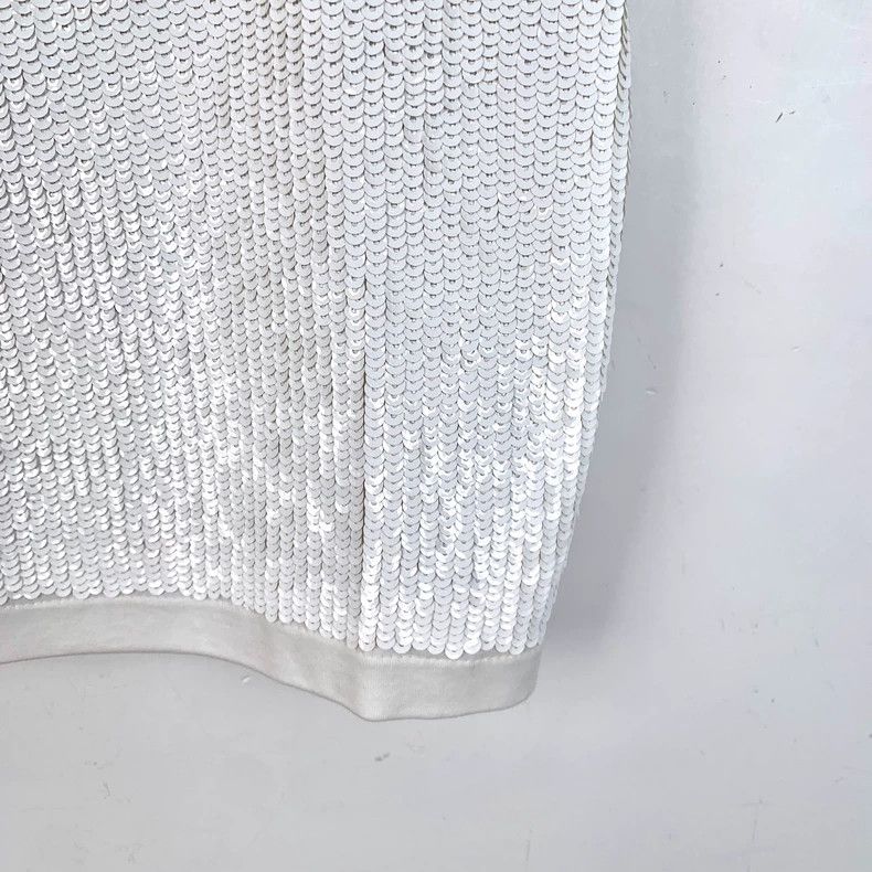 Louis Vuitton Louis Vuitton 23 White Sequined Cotton Crew Neck Short Sle Size S / US 4 / IT 40 - 4 Thumbnail