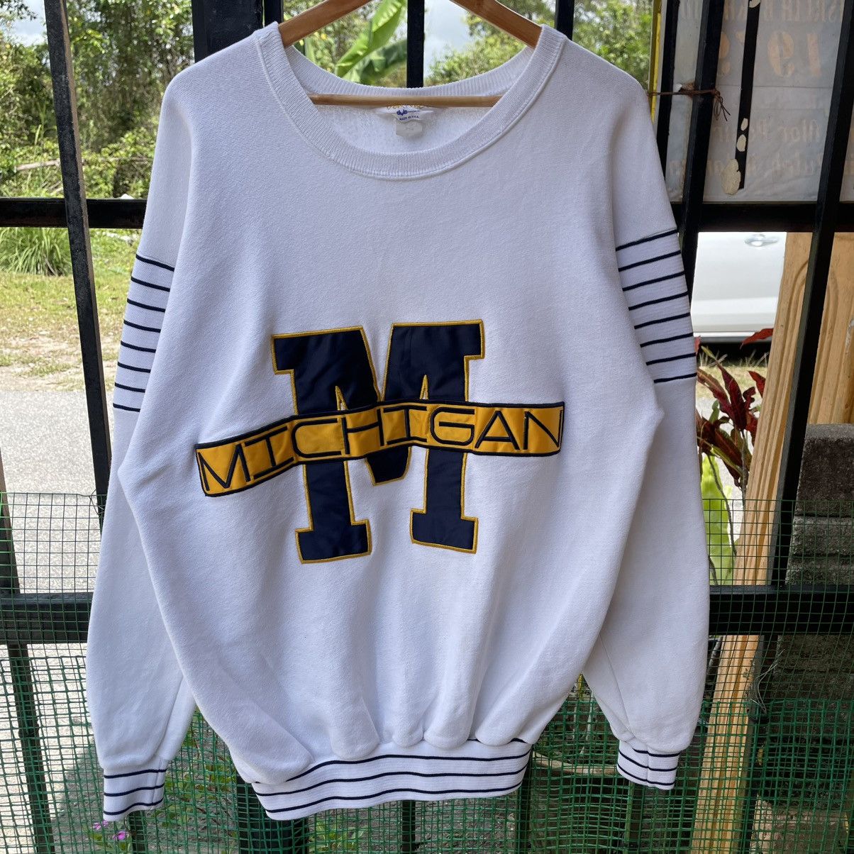 Vintage 🔥Vintage 80s Michigan Embroidered Spellout Jumper Sweatshirt Size US M / EU 48-50 / 2 - 4 Thumbnail