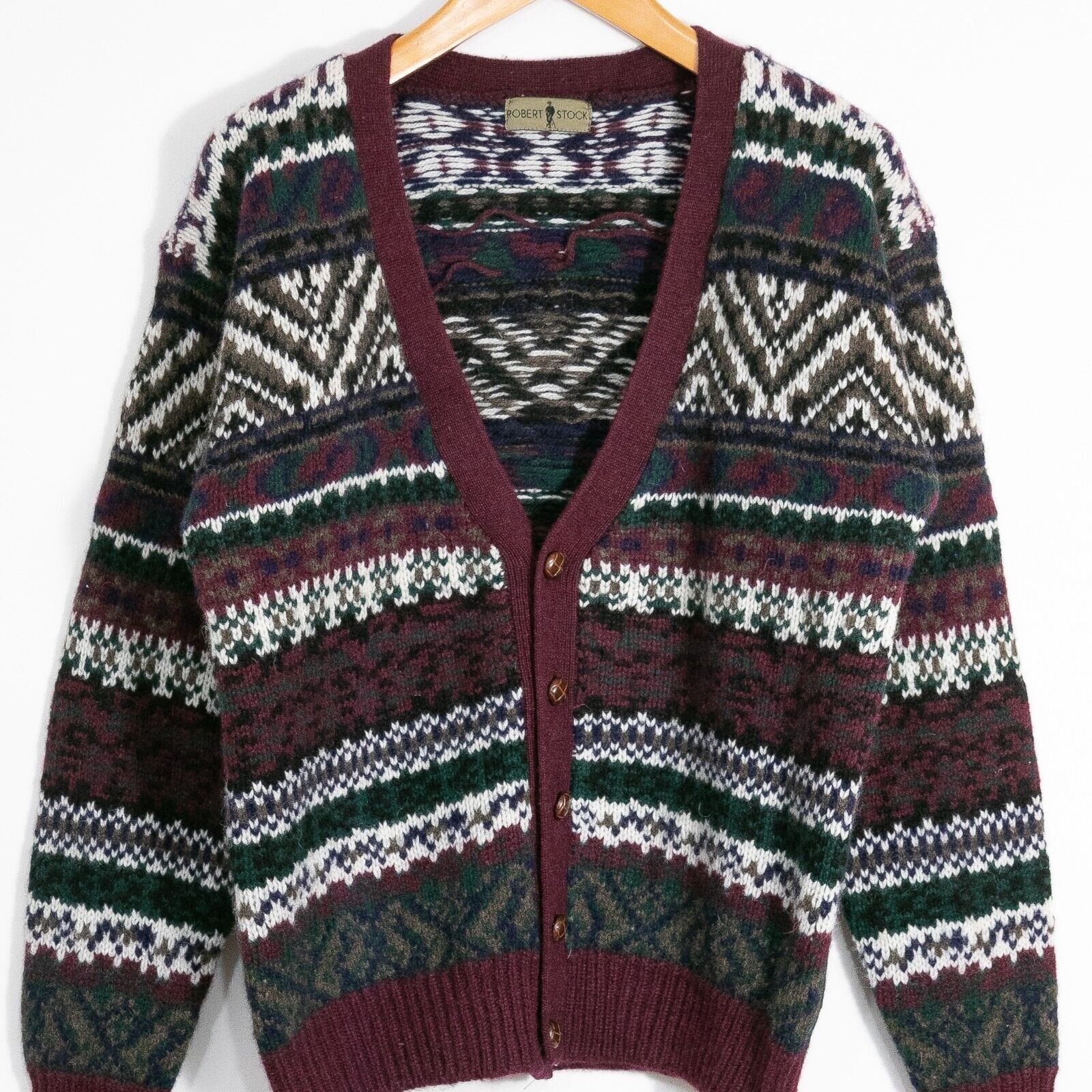 Vintage Vintage Fair Isle Wool Cardigan Sweater Mens Medium - Retro Size US M / EU 48-50 / 2 - 2 Thumbnail