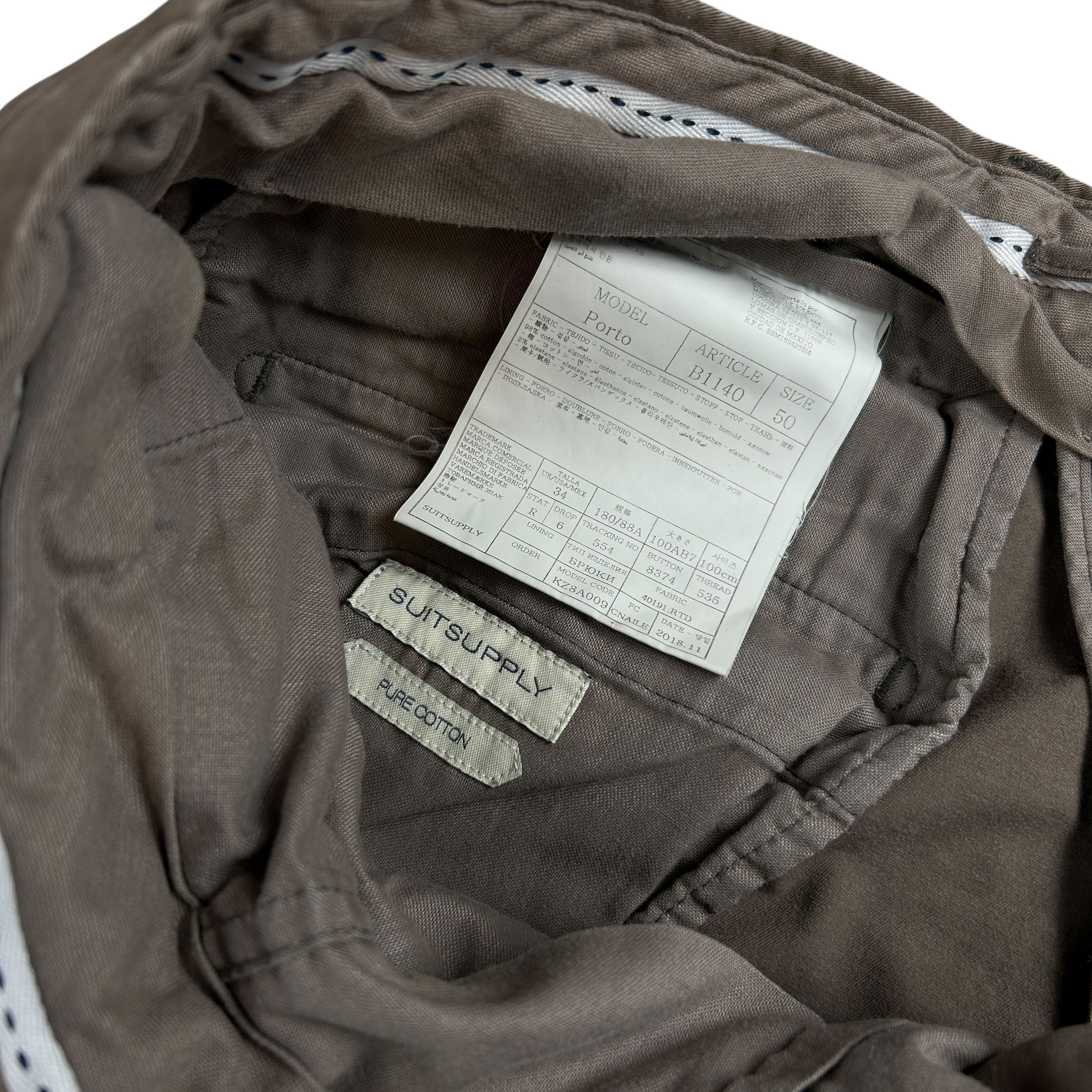 Suitsupply Suitsupply Porto Brown Slim Straight Stretch Chino Pants 50 Size US 34 / EU 50 - 6 Thumbnail
