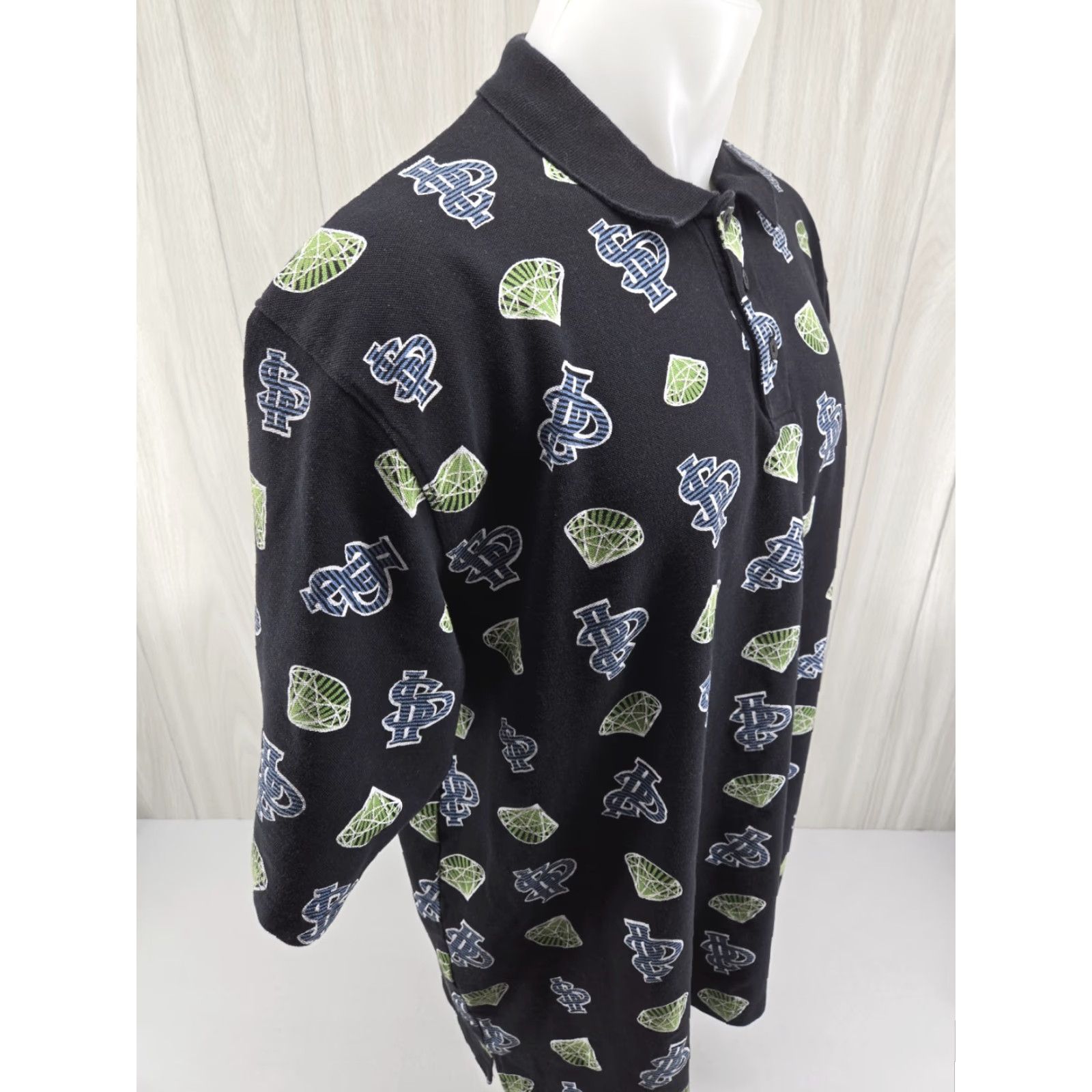 Southpole VINTAGE South Pole Polo Shirt Men’s 2XL Black All Over Print Diamonds SP Polo Shirt Hip Hop Y2K Logo Mens Size US XXL / EU 58 / 5 - 7 Thumbnail