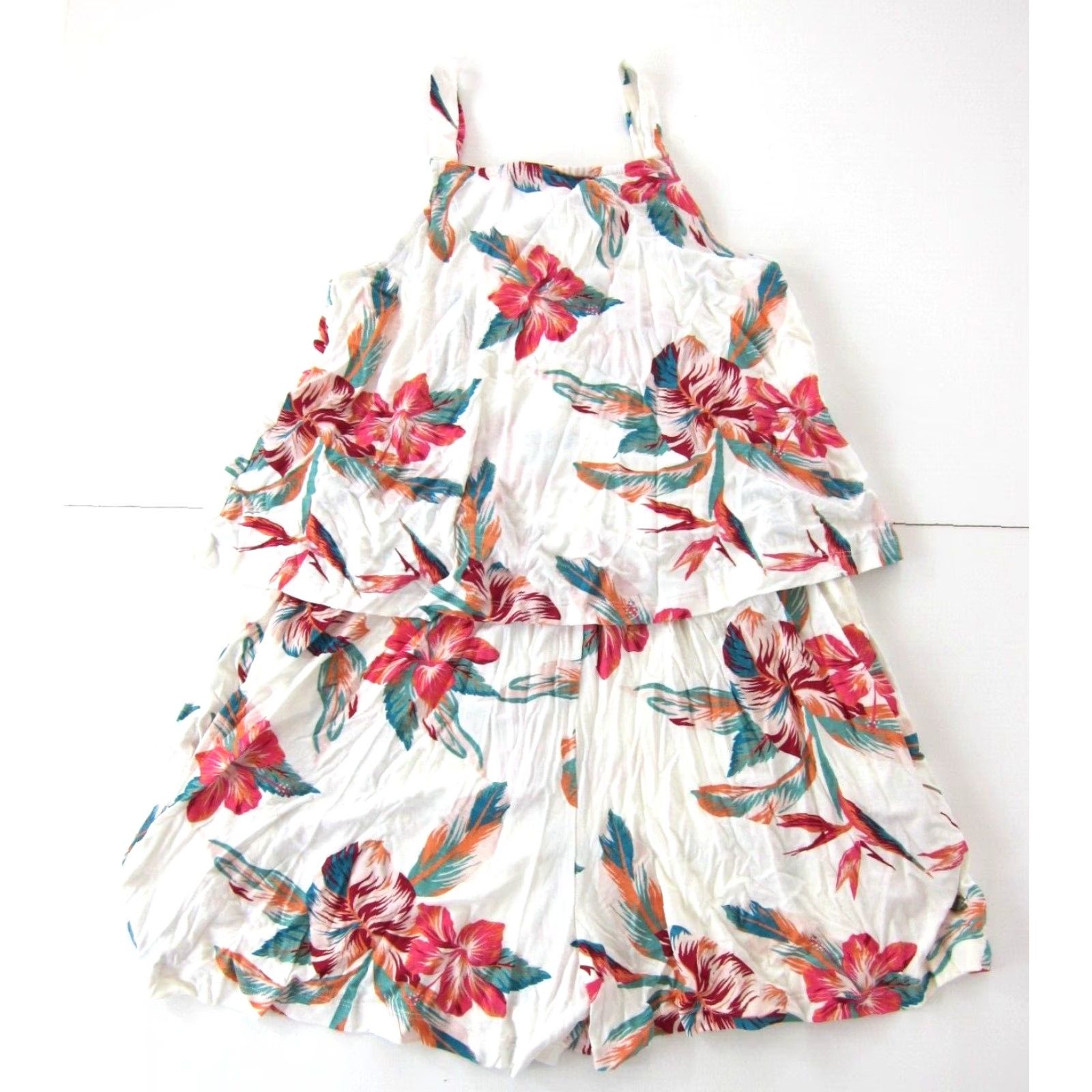 Vintage NWT ROXY Floral Pocket Jersey Stretch Shorts Romper M Women Pink White Green Orange Pattern Sleeveless One-Piece Style Romper Mens Womens Girls Size M / US 6-8 / IT 42-44 - 8 Thumbnail