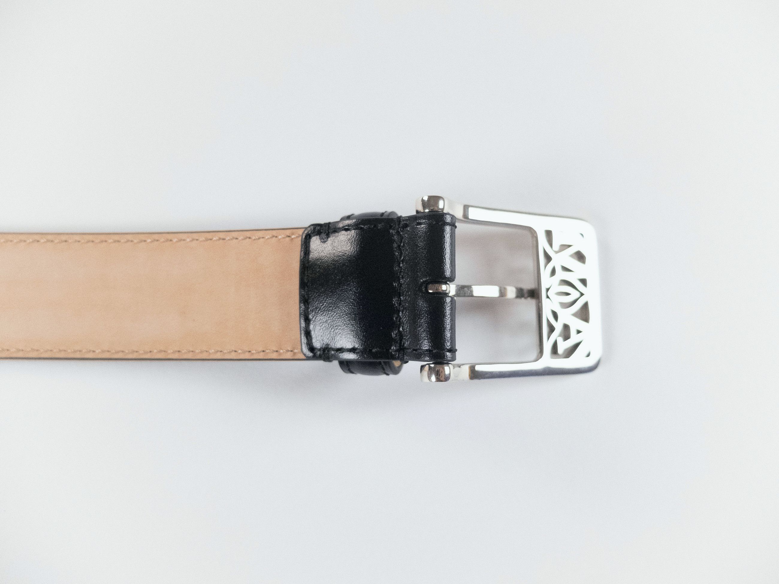 Alexander McQueen ALEXANDER MCQUEEN Seal black logo buckle leather belt 90 q Size 34 - 7 Thumbnail