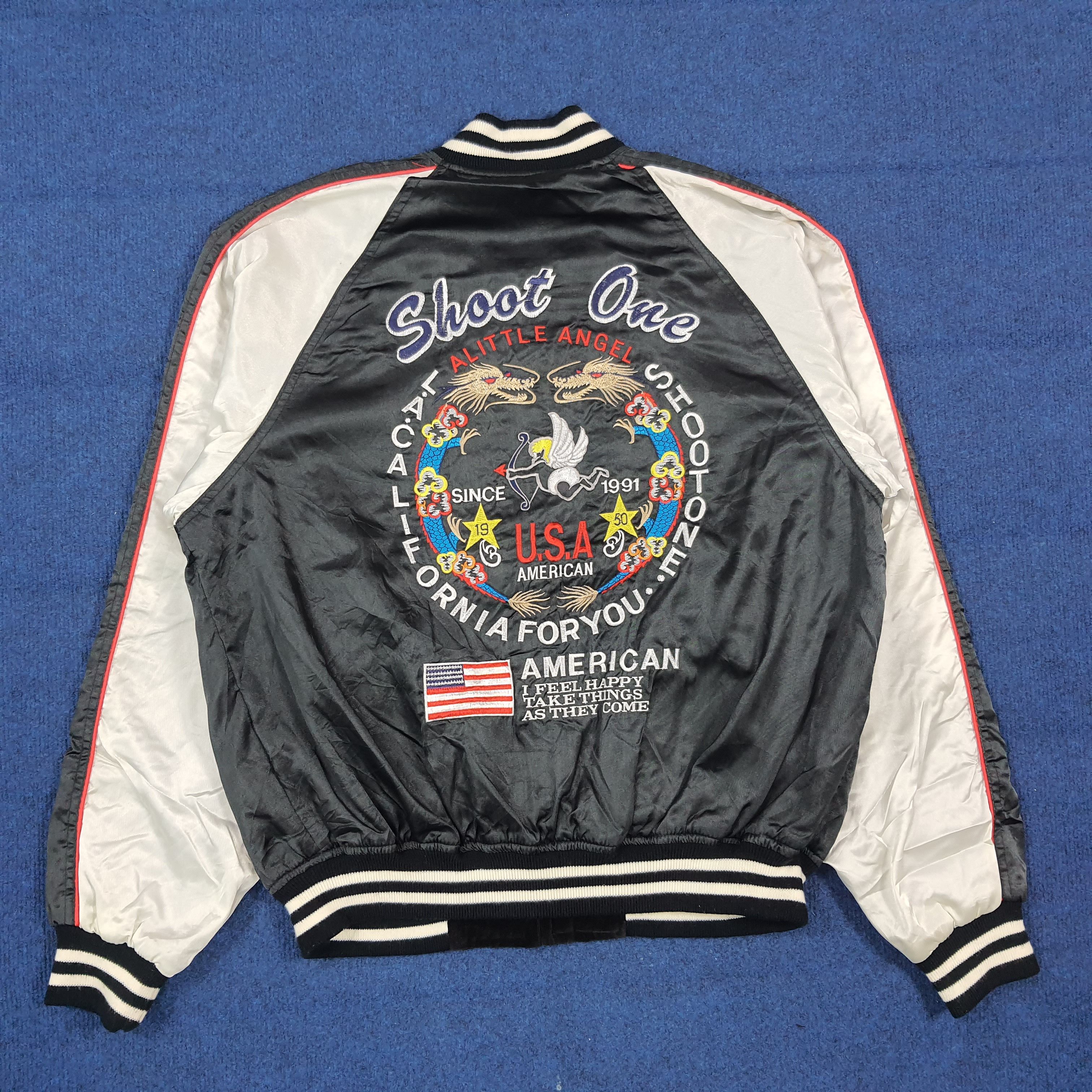 Japanese Brand Reversible Sukajan Bomber American Spirit Shoot One C291N24 Size US M / EU 48-50 / 2 - 1 Thumbnail