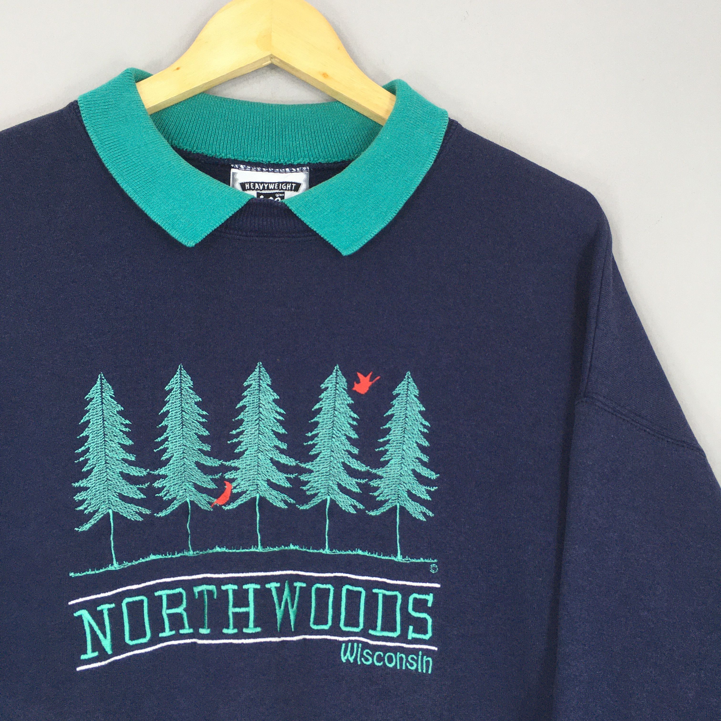 Vintage Vintage 90s Northwoods Wisconsin Blue Sweatshirt XLarge Size US XL / EU 56 / 4 - 2 Thumbnail