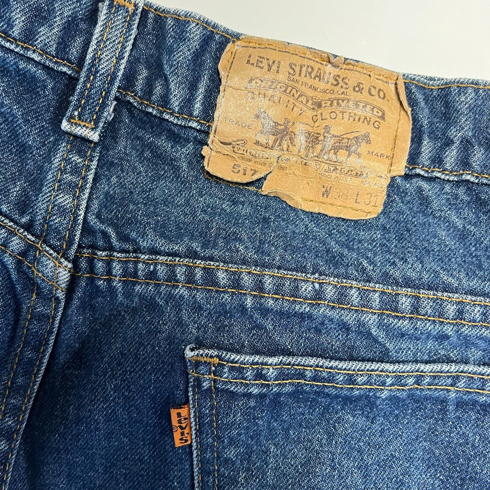 Levi's Vintage 80s Levis 517 Orange Tab Dark Wash Jeans Mens 38x31 Size US 38 / EU 54 - 8 Thumbnail