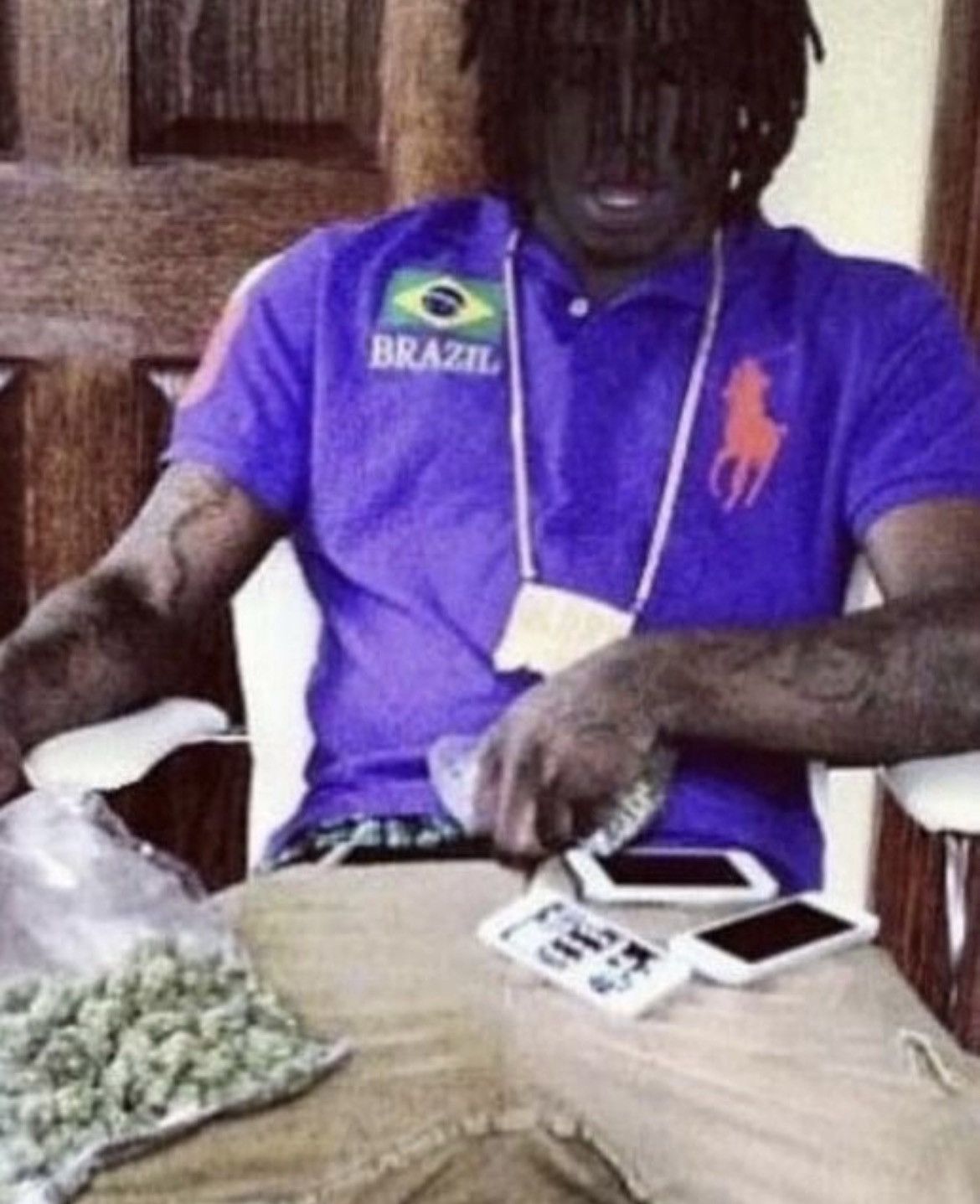 image of Hype x Polo Ralph Lauren Cheif Keef Brazil 3 Polo Shirt in Purple, Men's (Size Large)