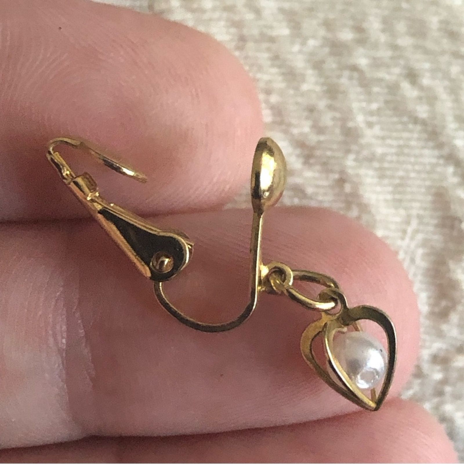 Vintage Vintage open heart caged pearl dangle clip on earrings Size ONE SIZE - 4 Thumbnail