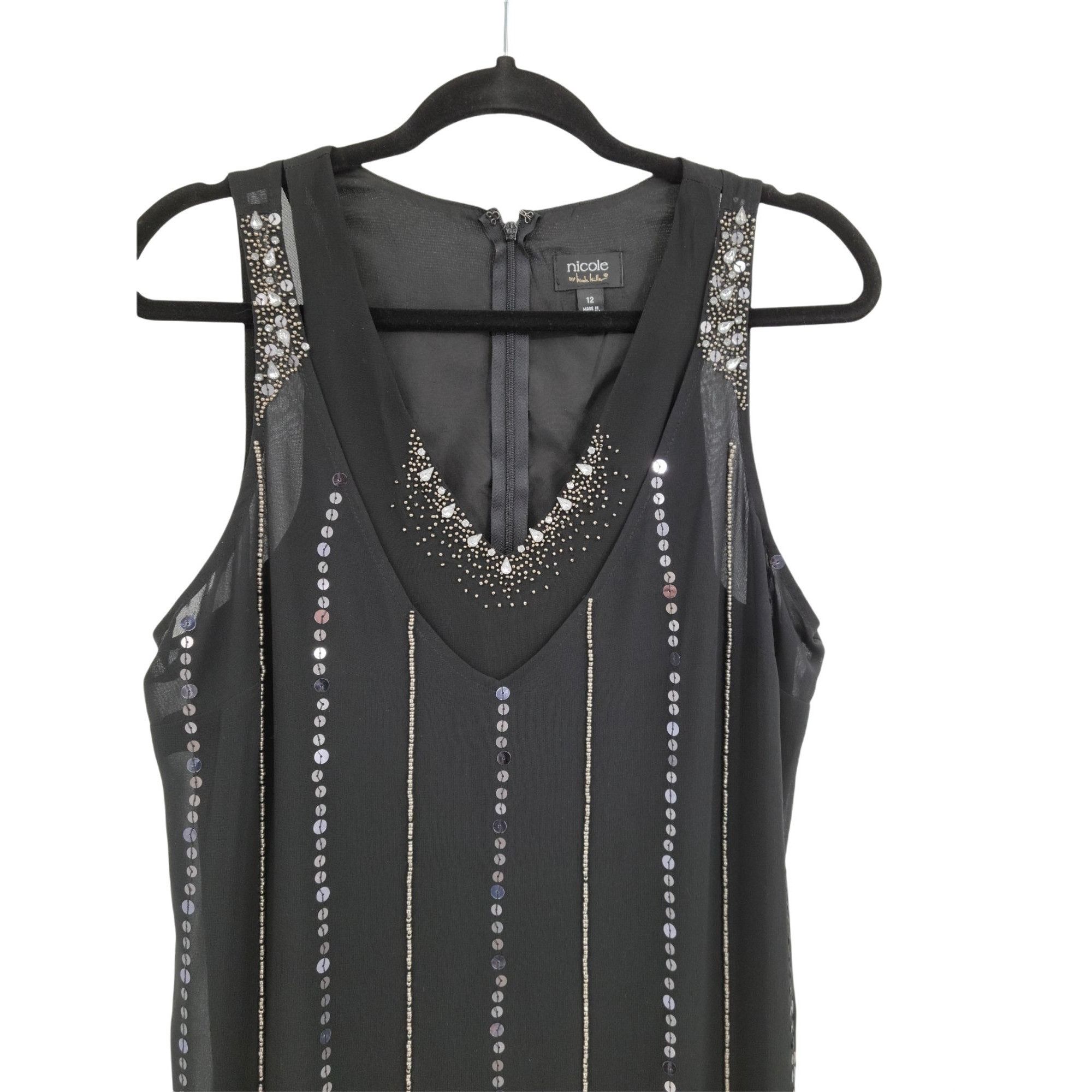 Nicole Miller Nicole Miller Retro 20's Flapper Dress Black Sz XL Sheer Lay Size XL / US 12-14 / IT 48-50 - 4 Thumbnail