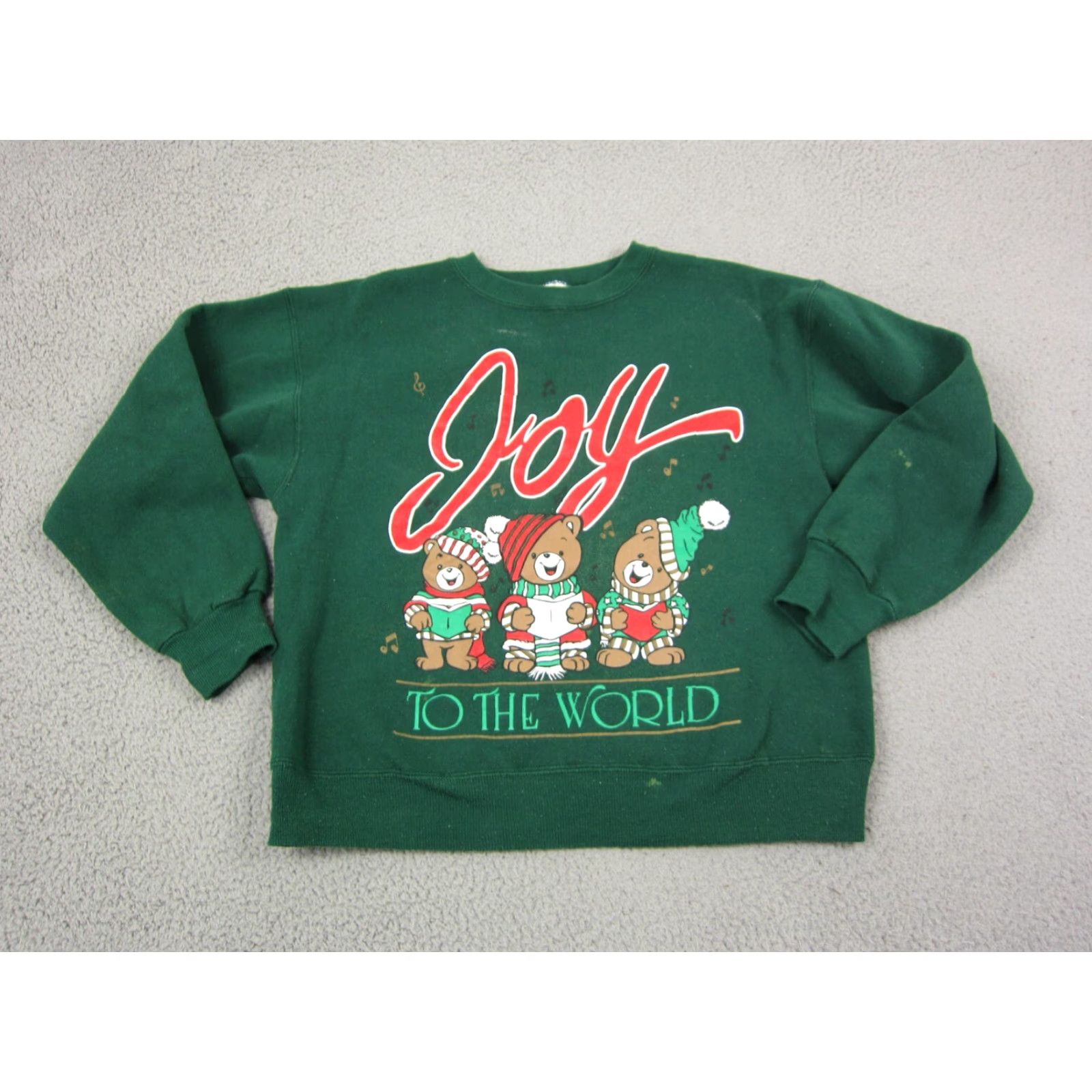 Vintage Vintage Christmas Sweatshirt Mens Medium 90s Green Santa Crew Neck Pullover Fleece Cotton Polyester Regular Size US M / EU 48-50 / 2 - 2 Thumbnail