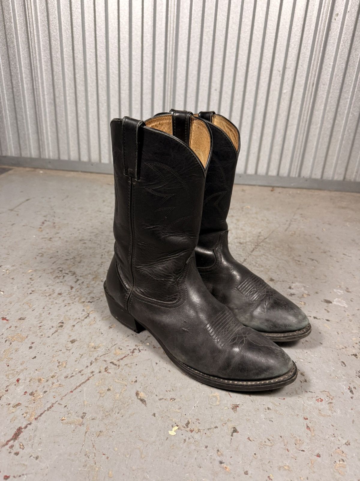 Durango 2000s Vintage Durango All Black Classic Cowboy Boots Size US 11 / EU 44 - 2 Thumbnail