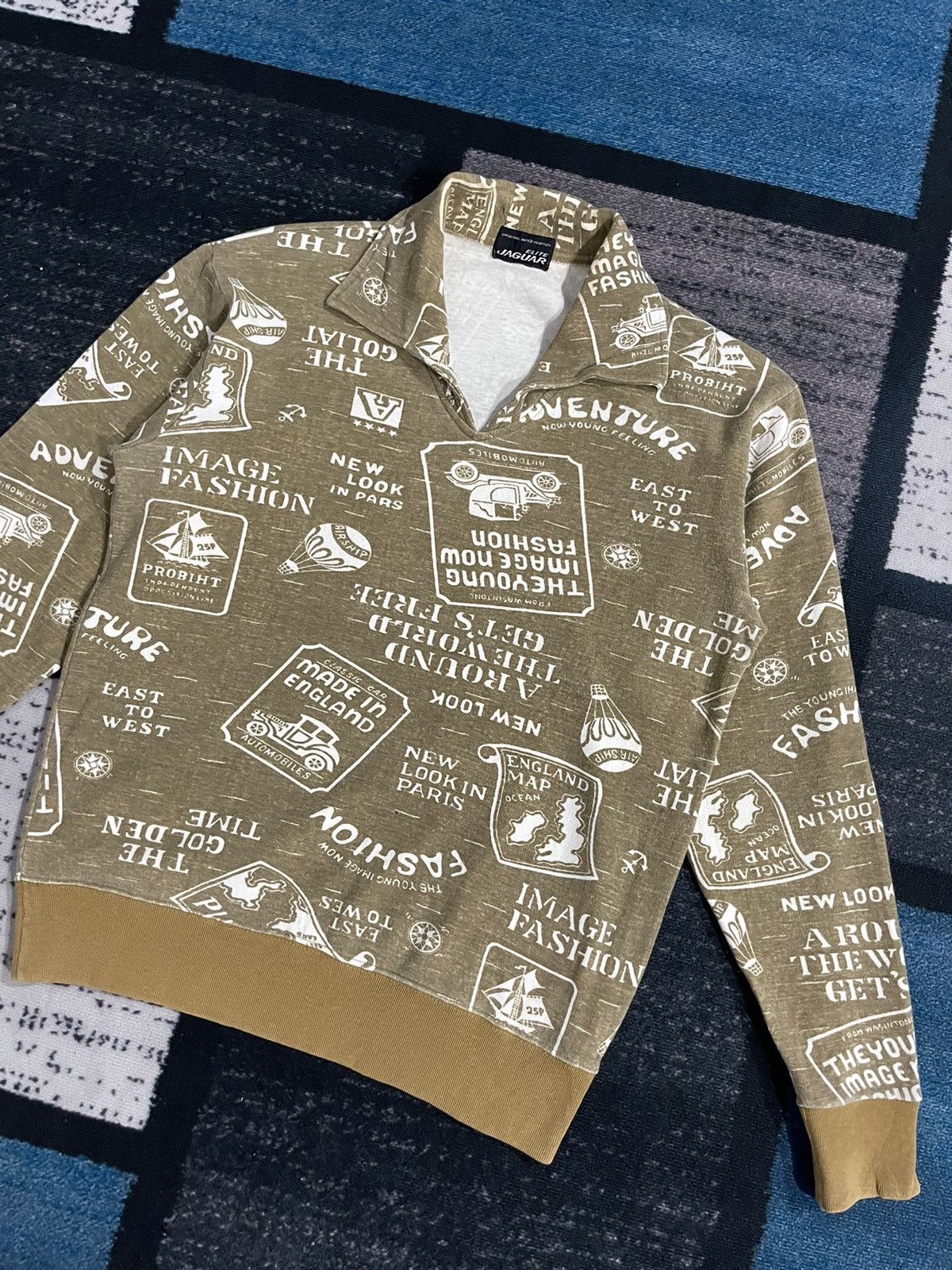 Japanese Brand × Vintage Vintage Elite Jaguar Full Print Collar Sweatshirt Size US M / EU 48-50 / 2 - 3 Thumbnail