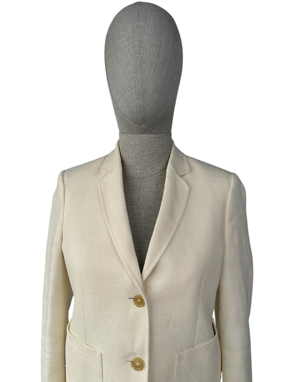 Burberry Prorsum BURBERRY PRORSUM Runway 100% Linen Blazer Jacket Ecru Size XS / US 0-2 / IT 36-38 - 5 Thumbnail