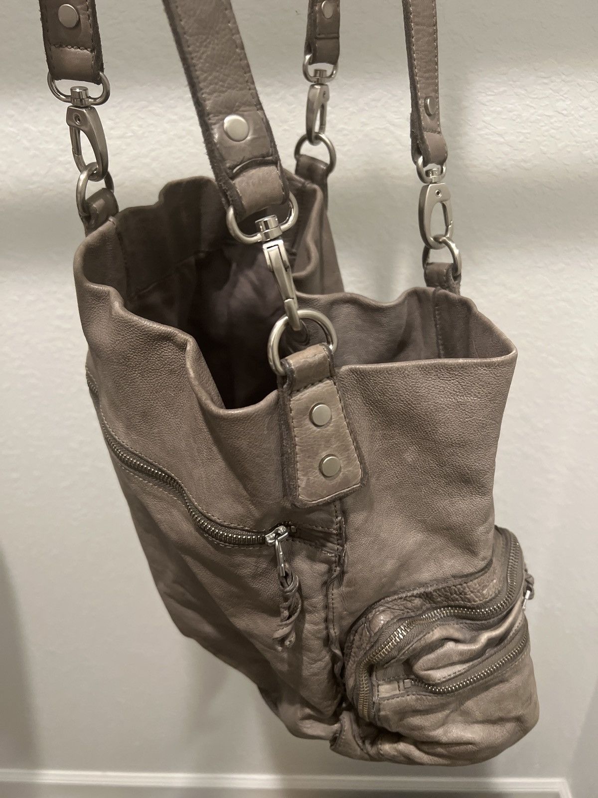 Allsaints × Vintage All Saints Leather Grey Vintage Bag Size ONE SIZE - 4 Thumbnail