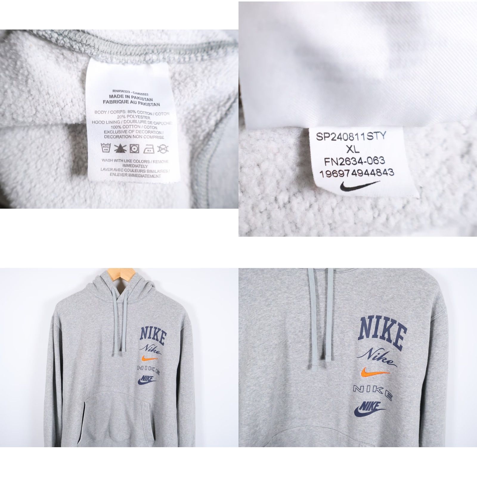 Nike Nike Club Fleece Hoodie Mens XL Heather Gray Drawstring Pullover Sweatshirt Size US XL / EU 56 / 4 - 8 Thumbnail