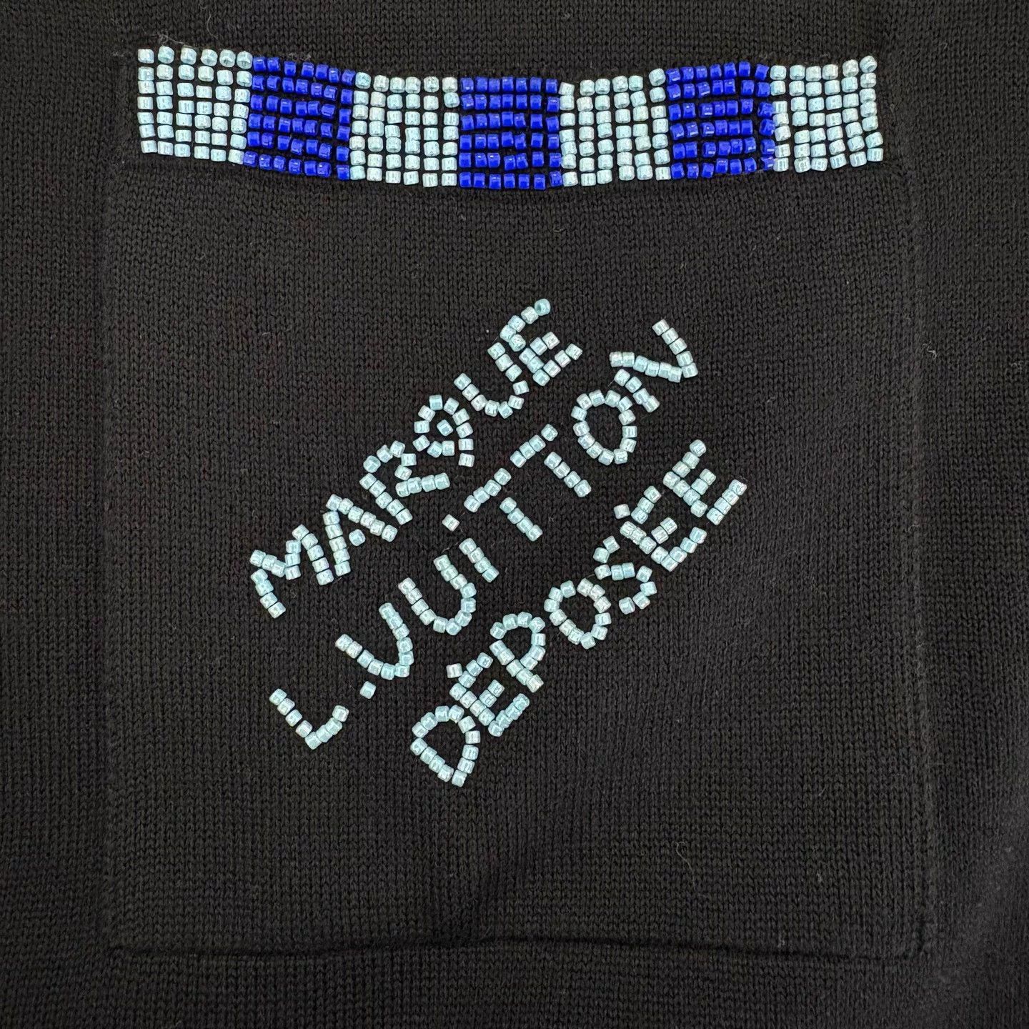 Louis Vuitton LV Black Knit Short-Sleeve Beaded Pocket Tee XL Size US XL / EU 56 / 4 - 6 Thumbnail