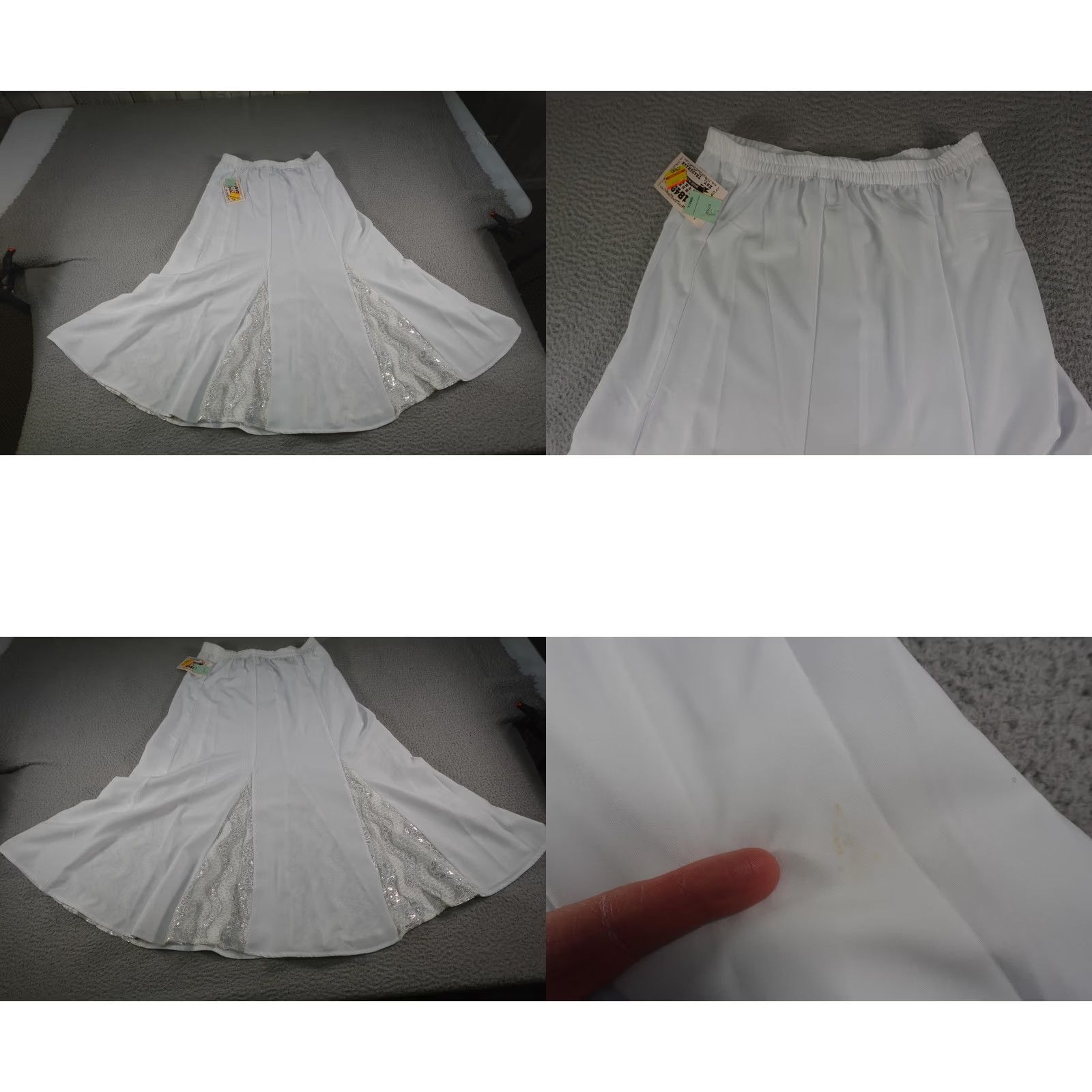 Vintage VINTAGE 1849 Authentic Ranchwear Skirt Womens Small White Sequin Lace Cowboy Maxi Long Elastic Waist Pull On - 90s Style Size 28" / US 6 / IT 42 - 9 Thumbnail