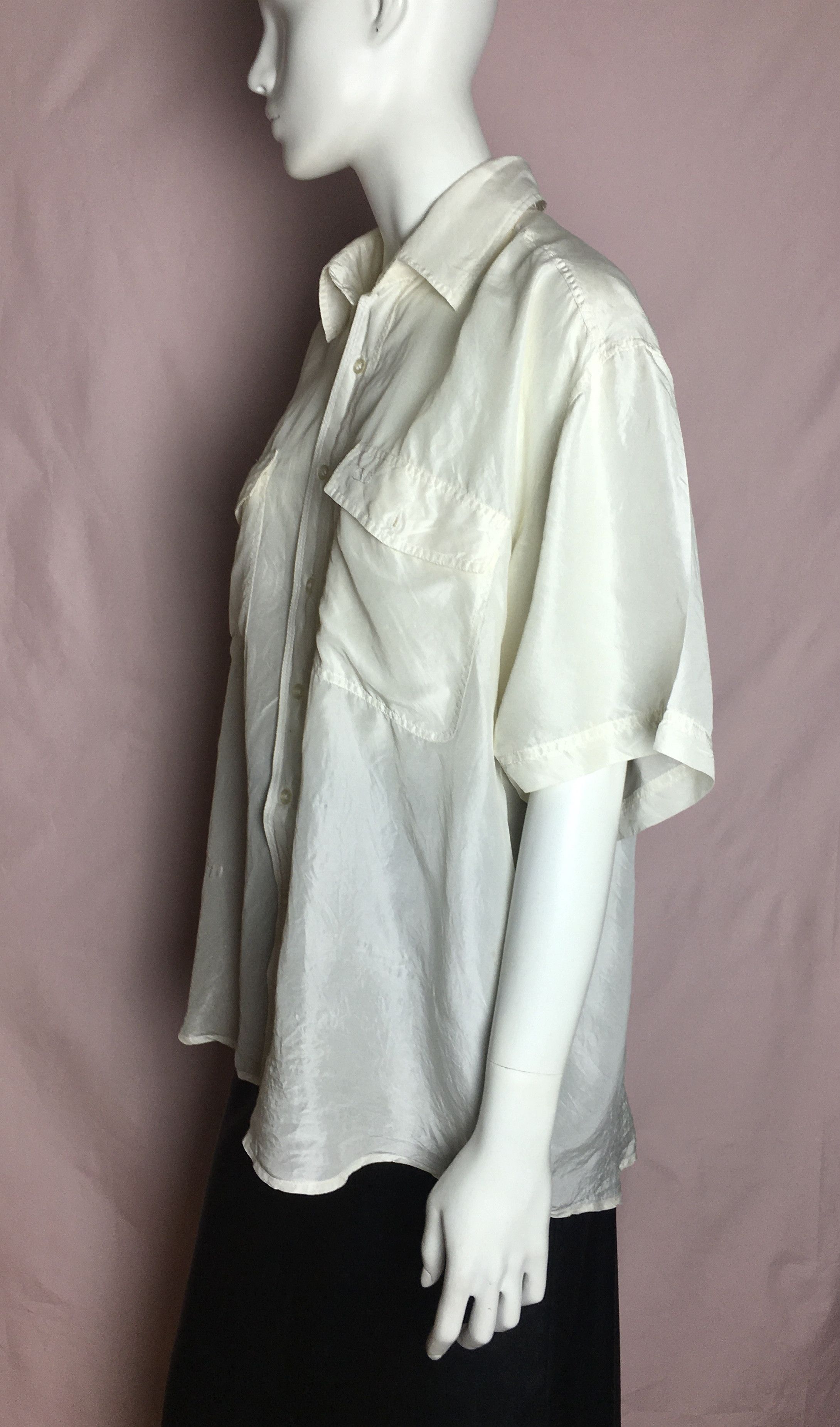 Valentino Valentino Uomo Silk Cream Light Short Sleeve Shirt Size L Size US L / EU 52-54 / 3 - 2 Thumbnail