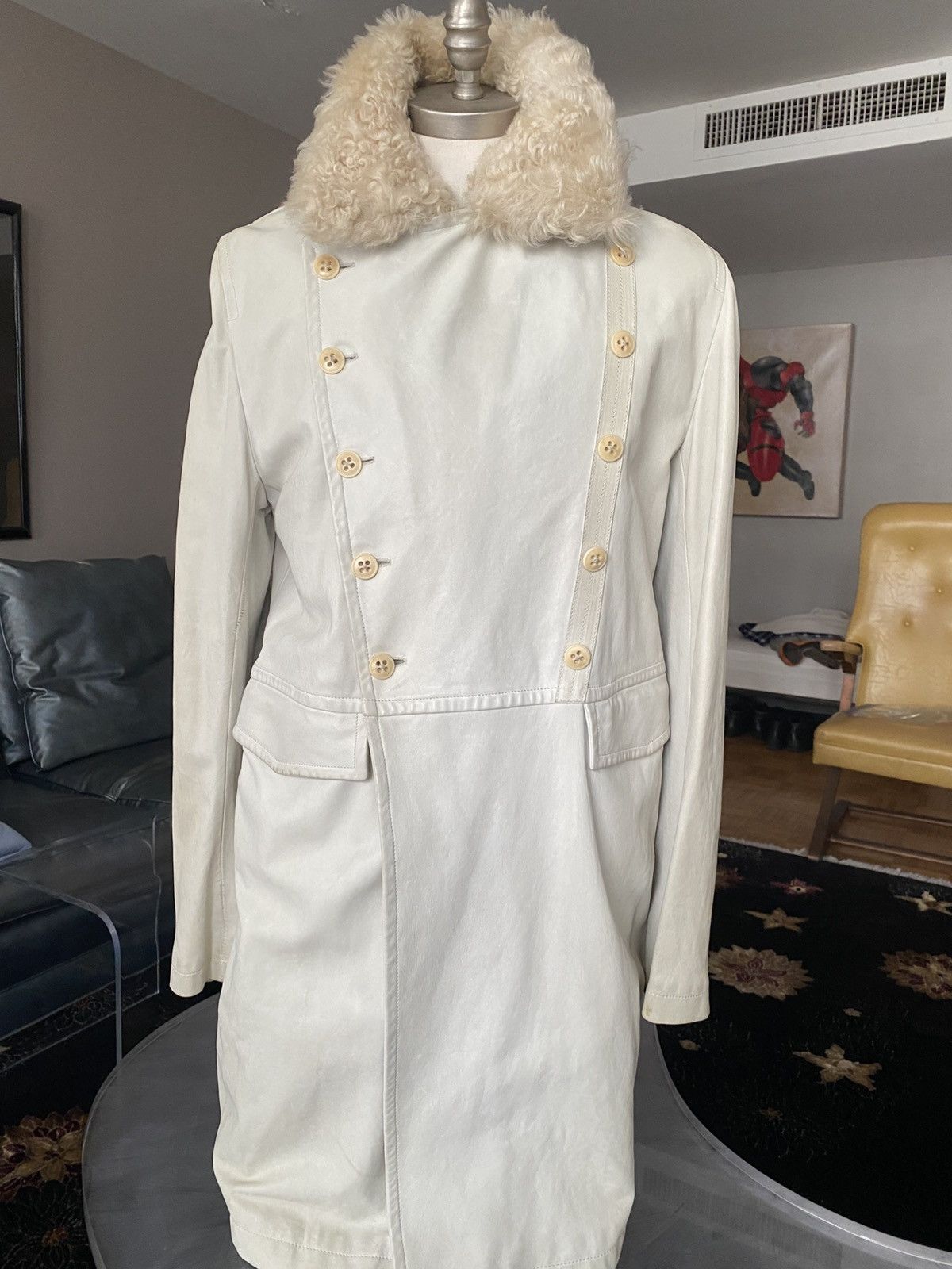 Ann Demeulemeester Ann Demeulemeester White Leather Overcoat Size US L / EU 52-54 / 3 - 2 Thumbnail
