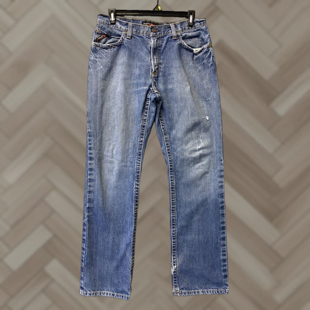 Ariat VINTAGE Ariat Men’s Jeans Bootcut Distressed Western Denim 35x32 Blue Size US 35 - 1 Thumbnail