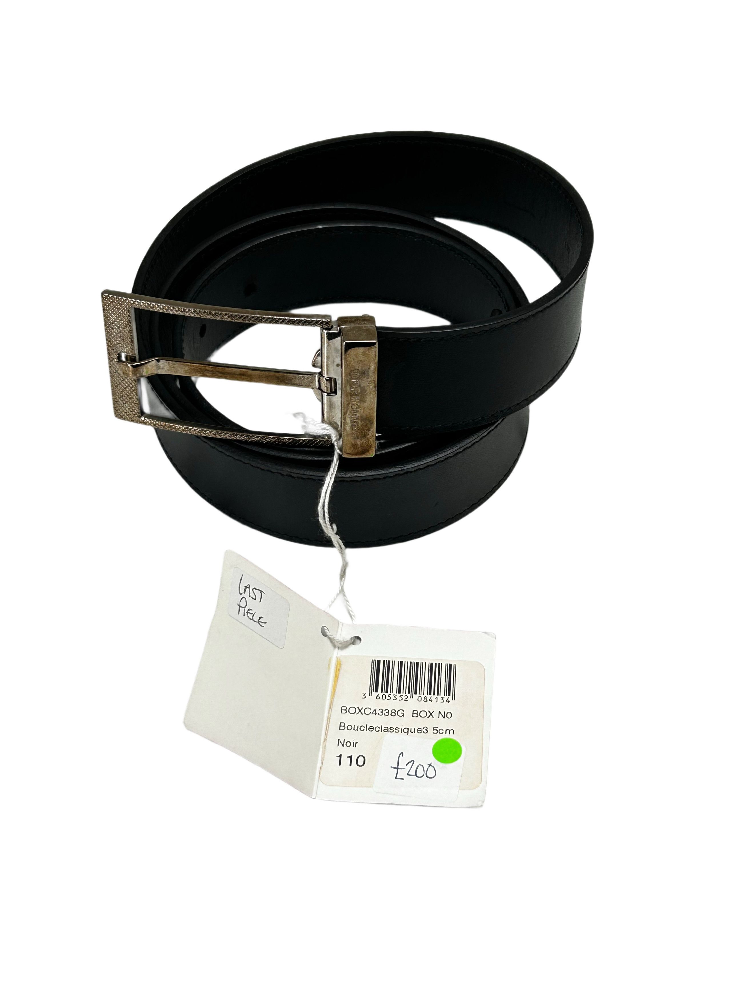 Dior Dior HommeBlackLeatherBeltWithTexturedChromeMetalNotchBuckle Size 38 - 3 Thumbnail