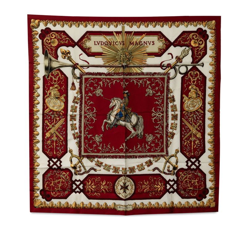 image of Hermes Carré Lvdovicvs Magnvs Silk Scarf in Red, Women's